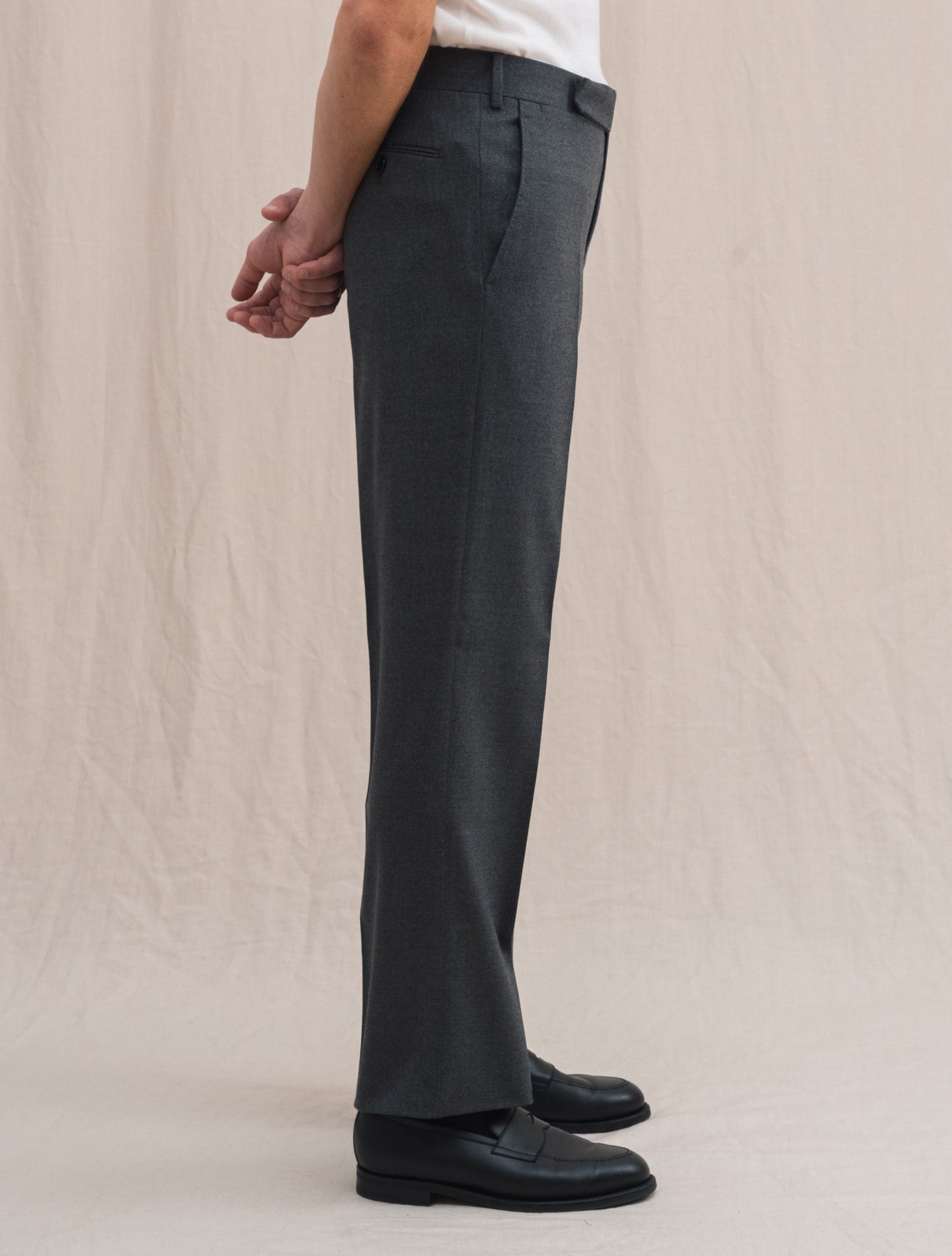 Wide Wool Trousers Grey | Gabucci