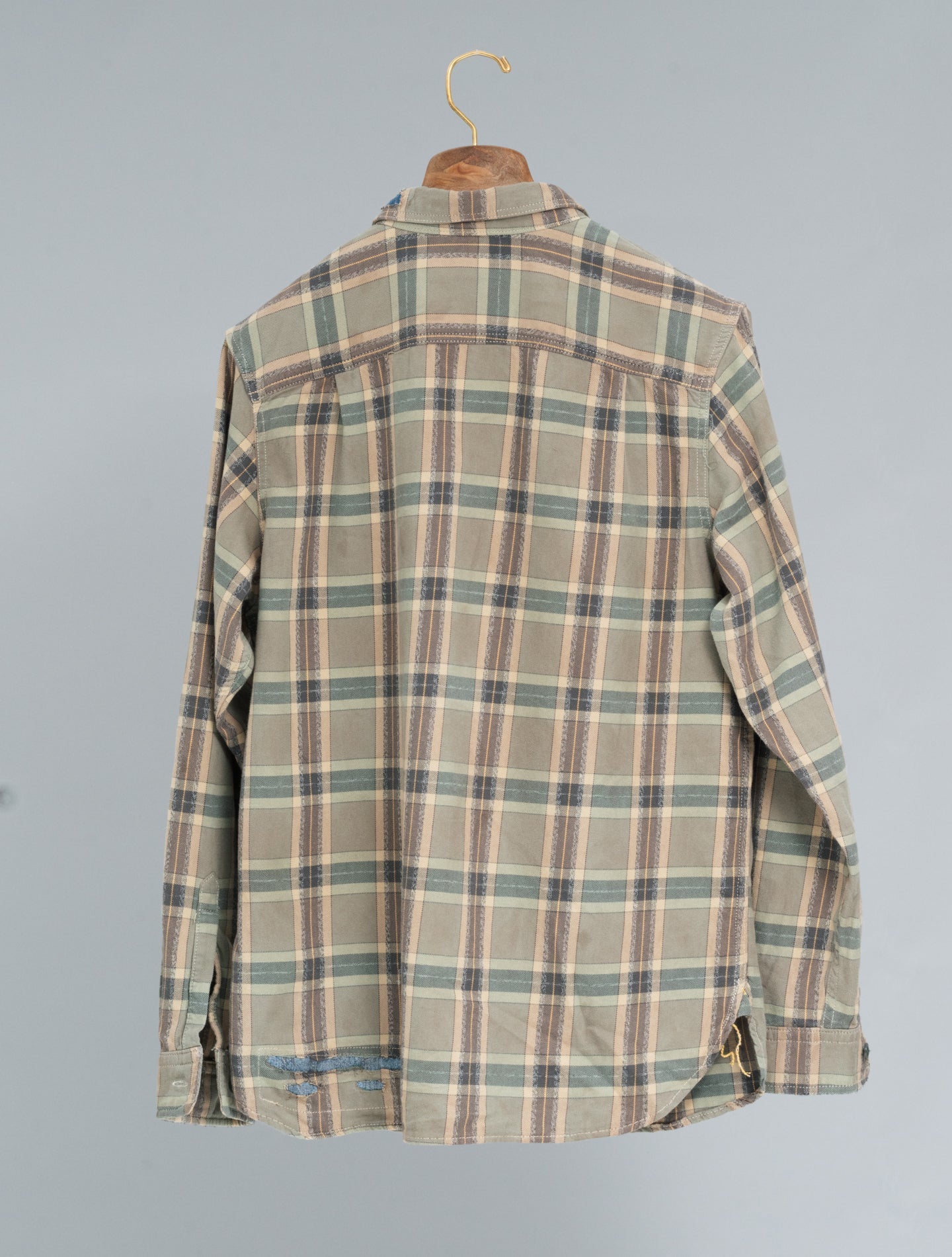 Wilbur Workshirt Sage Multi | Repaired Plaid & Japanese Denim