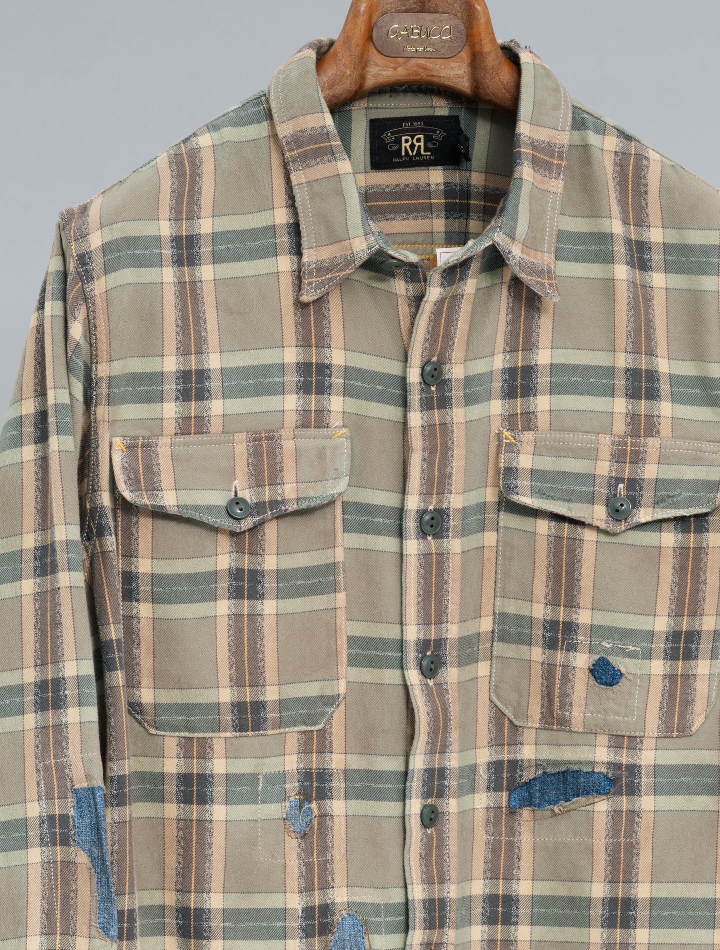 Wilbur Repaired Plaid Workshirt Sage Multi RRL Shirts S