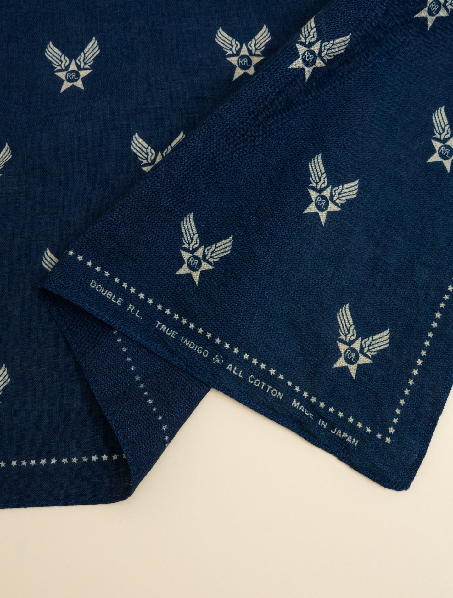 Winged-Logo Indigo Bandanna Indigo/Cream RRL Scarves One Size