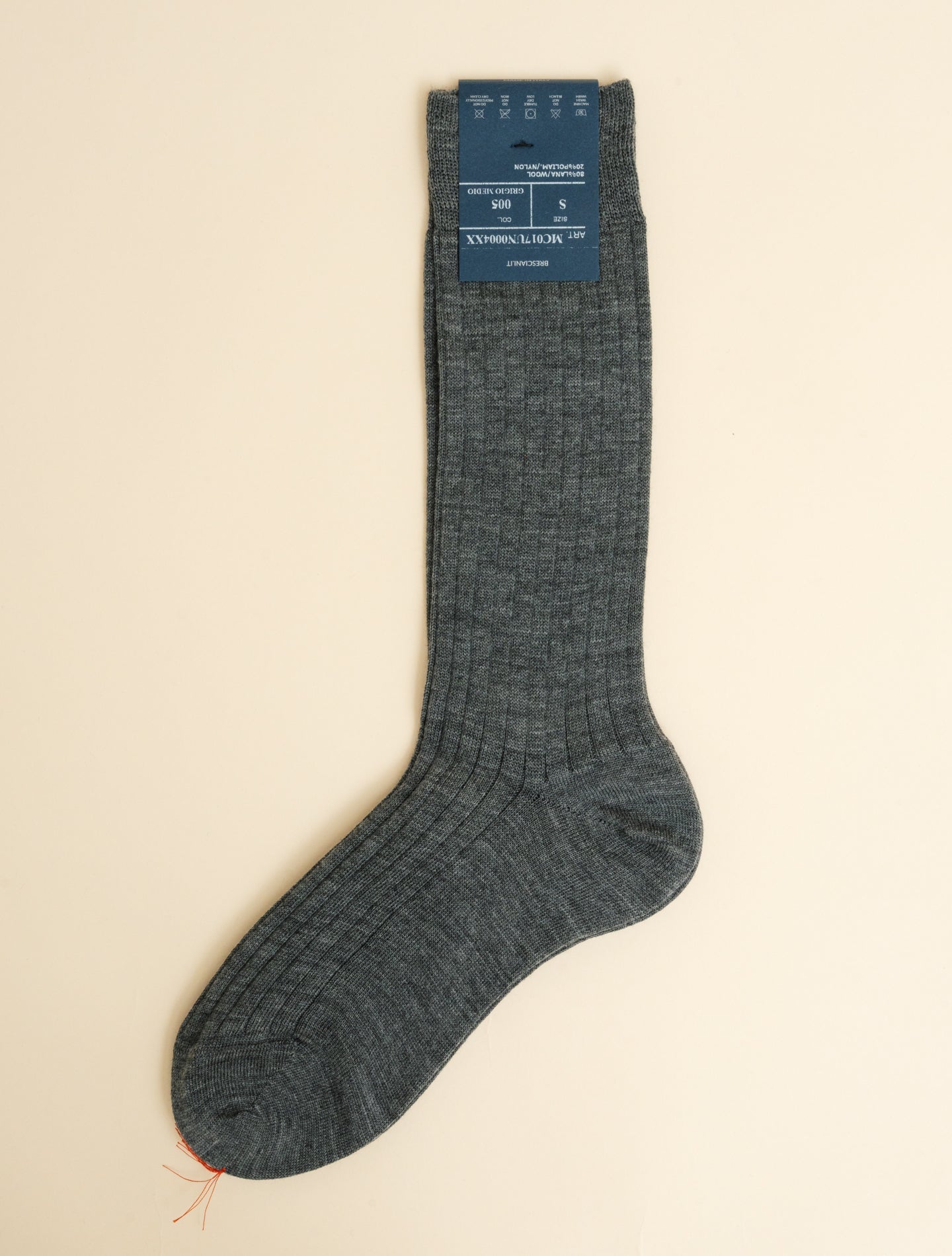 Wool Blend Ribbed Socks Mid Grey Bresciani Underwear S