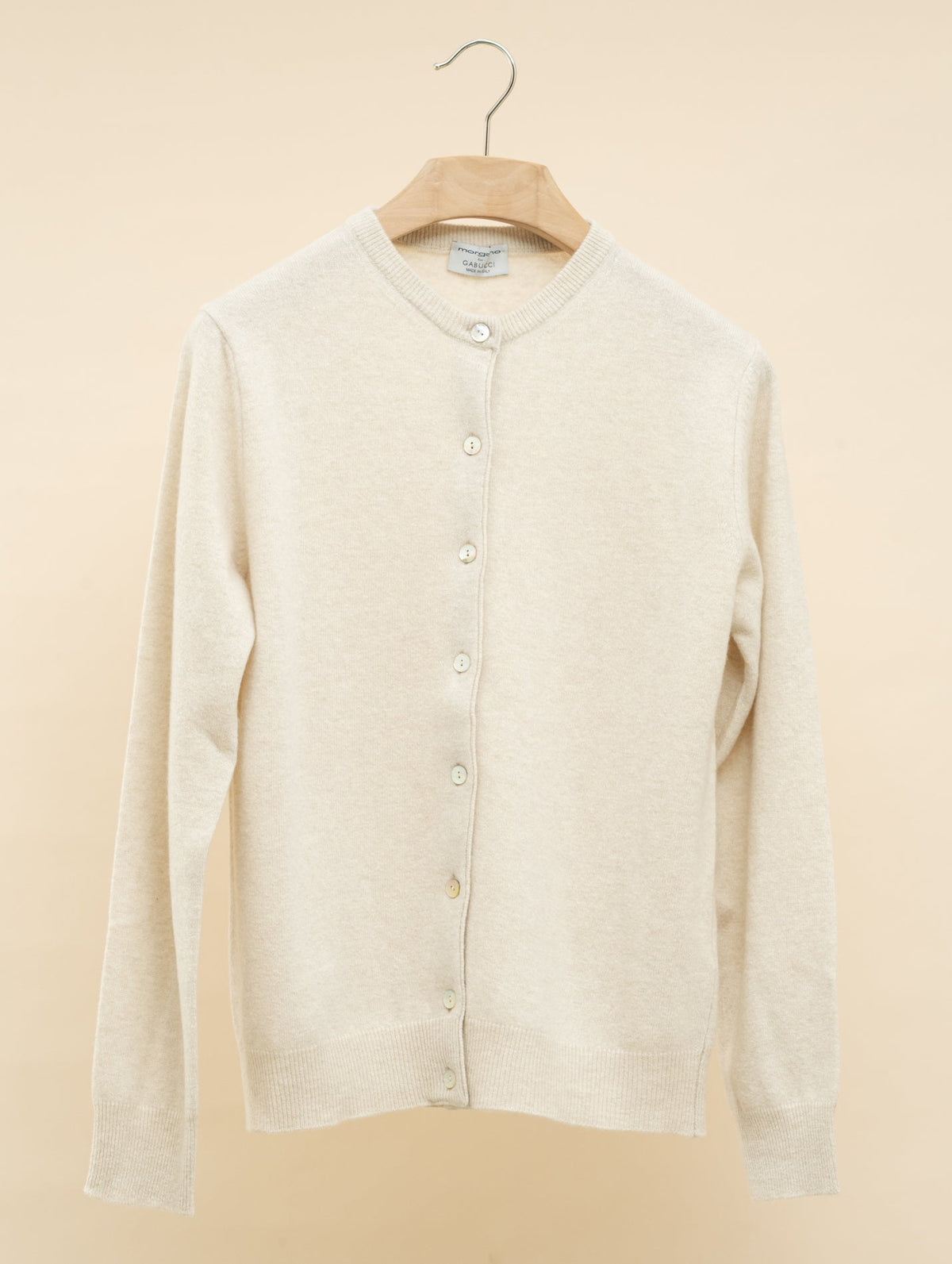 Wool Cashmere Cardigan Beige Morgano Knitwear IT 40