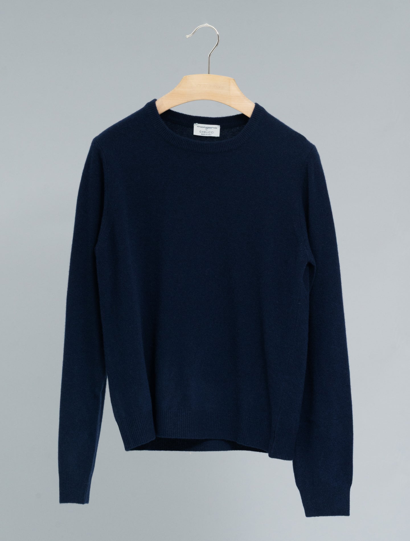 Wool Cashmere Crewneck Navy Morgano Knitwear IT 40
