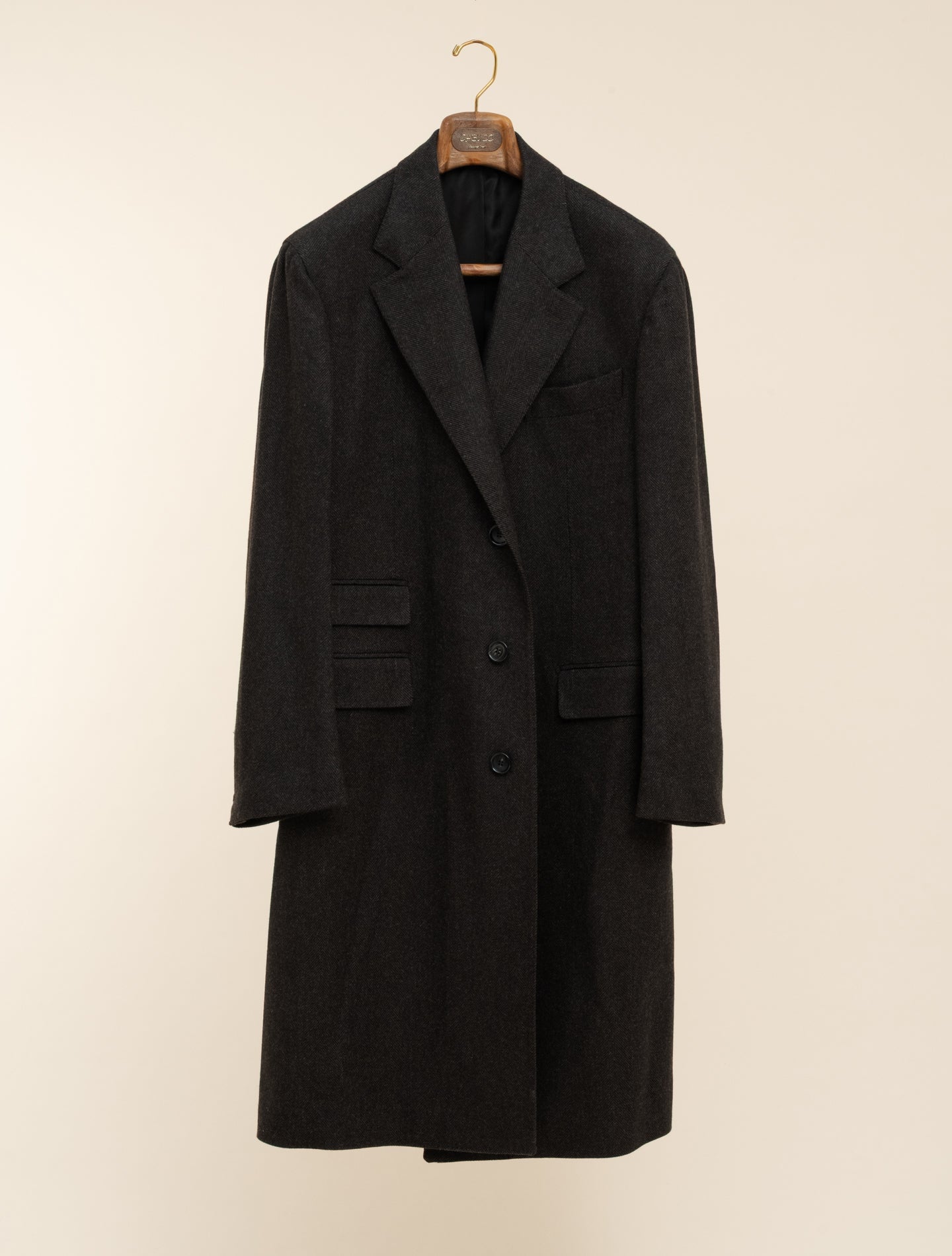 Wool Cashmere Herringbone Coat Dark Brown Gabucci Outerwear 48