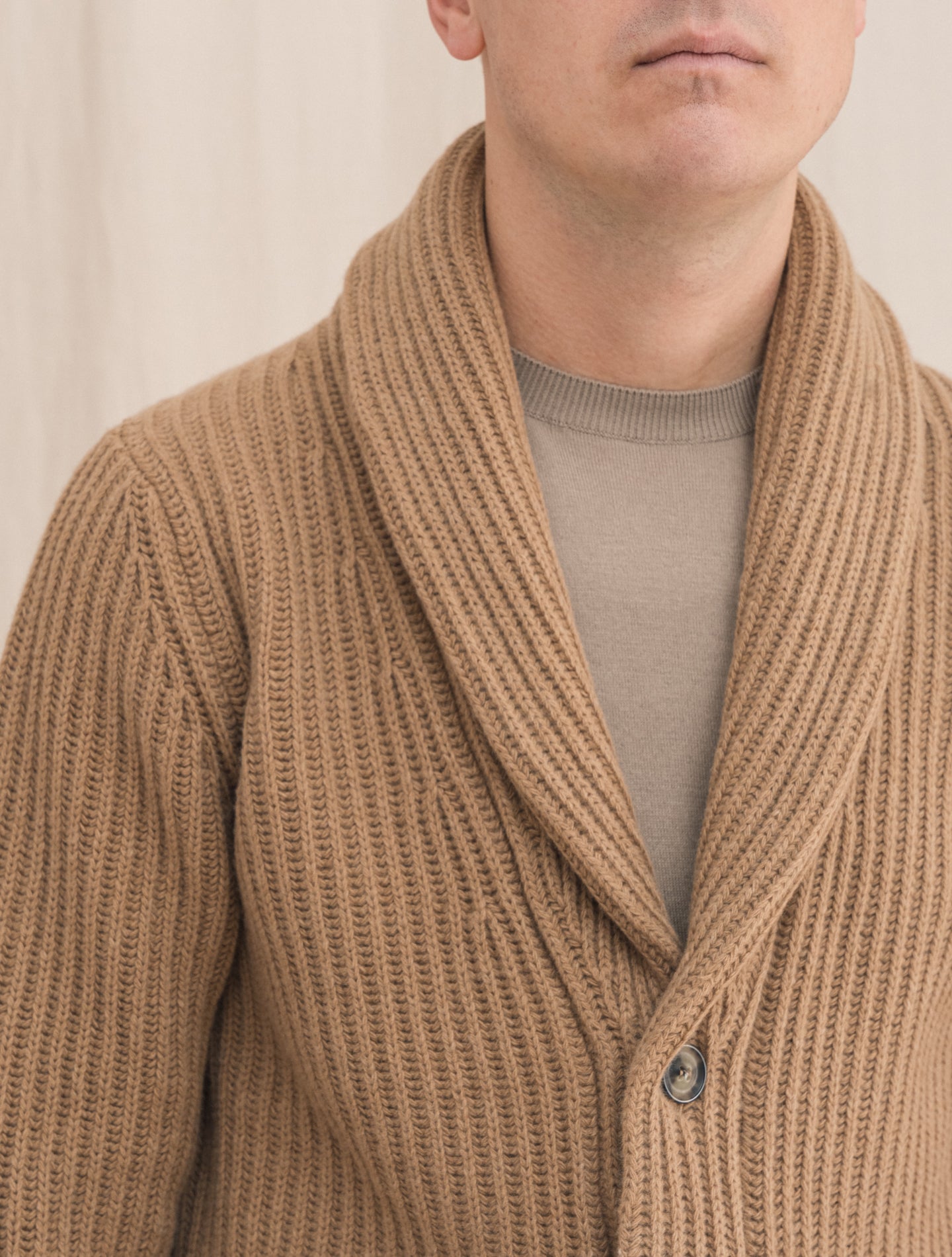 Wool Cashmere Knitted Cardigan Camel | Gabucci