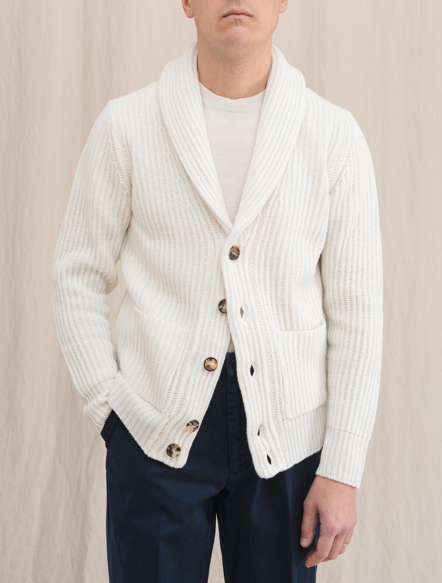 Wool Cashmere Knitted Cardigan White | Gabucci