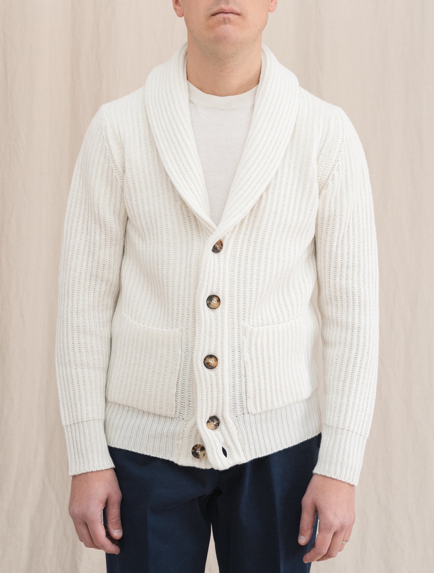 Wool Cashmere Knitted Cardigan White | Gabucci