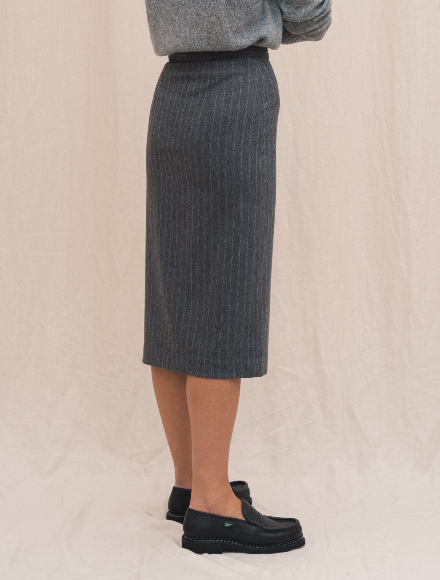 Wool Cashmere Pinstripe Skirt Grey Lardini Skirts 38