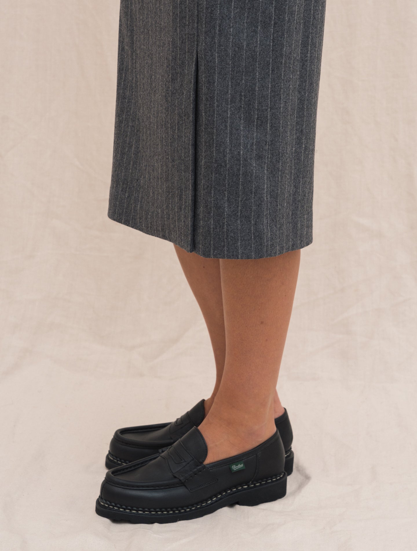 Wool Cashmere Pinstripe Skirt Grey Lardini Skirts 38