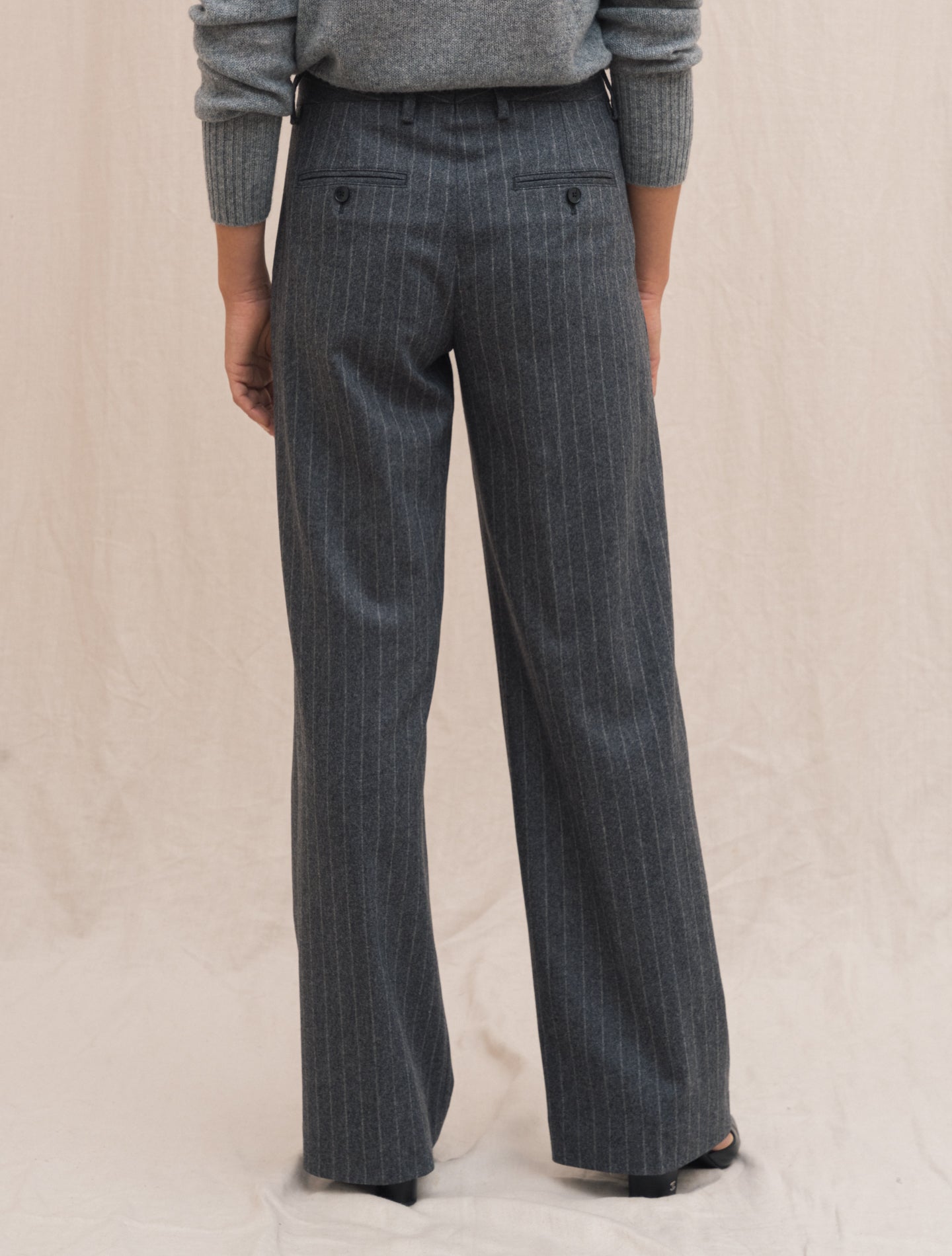 Wool Cashmere Pinstripe Trousers Grey Lardini Trousers Gabucci