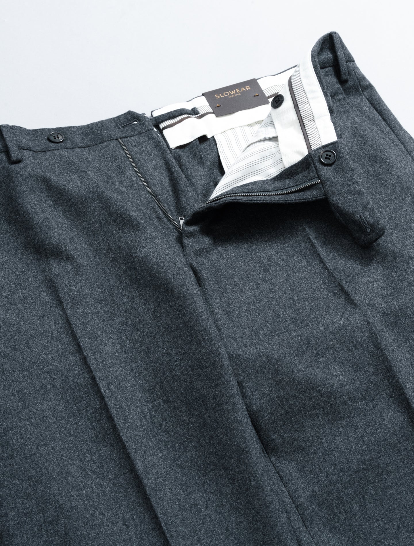 Wool Cashmere Regular Fit Flannel Trousers Grey Incotex Trousers 48