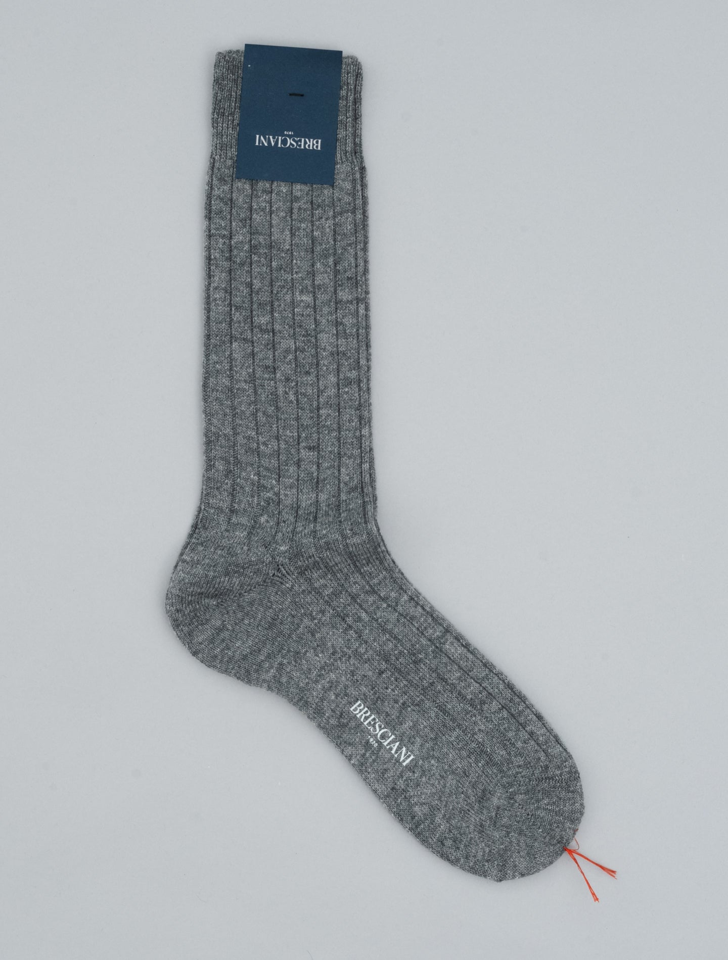 Wool Cashmere Ribbed Socks Grey Bresciani Underwear S