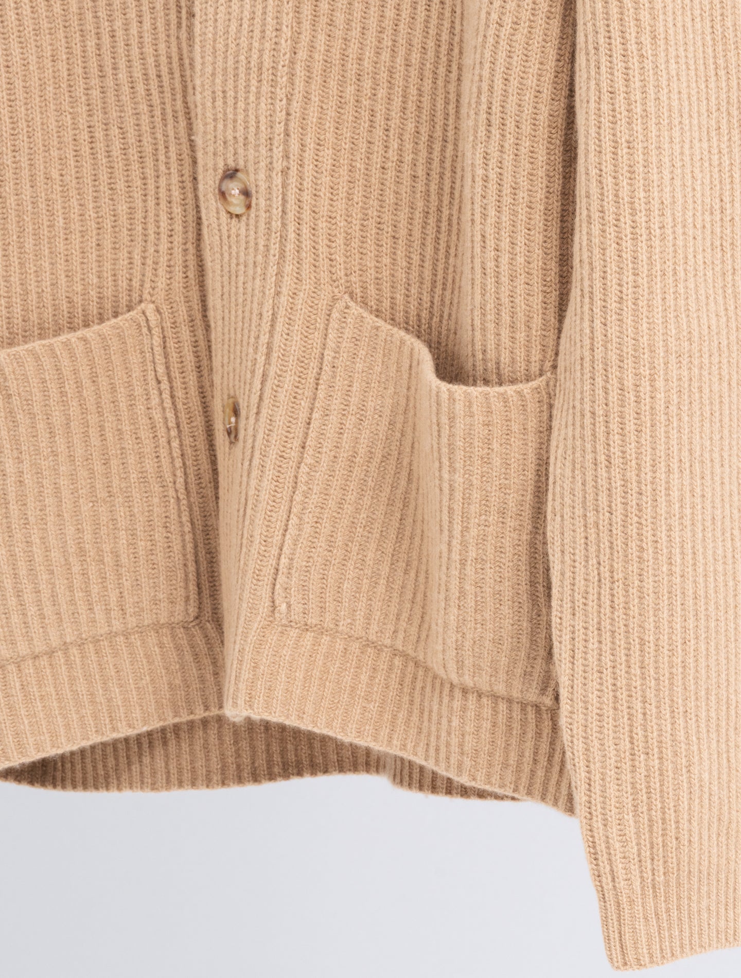 Wool Cashmere Shawl Collar Cardigan Camel Lardini Knitwear M
