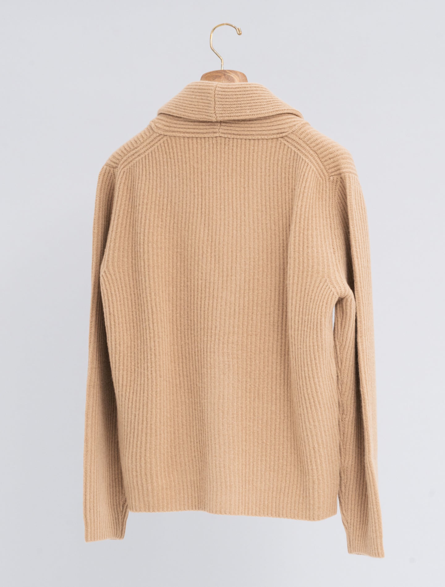 Wool Cashmere Shawl Collar Cardigan Camel Lardini Knitwear M