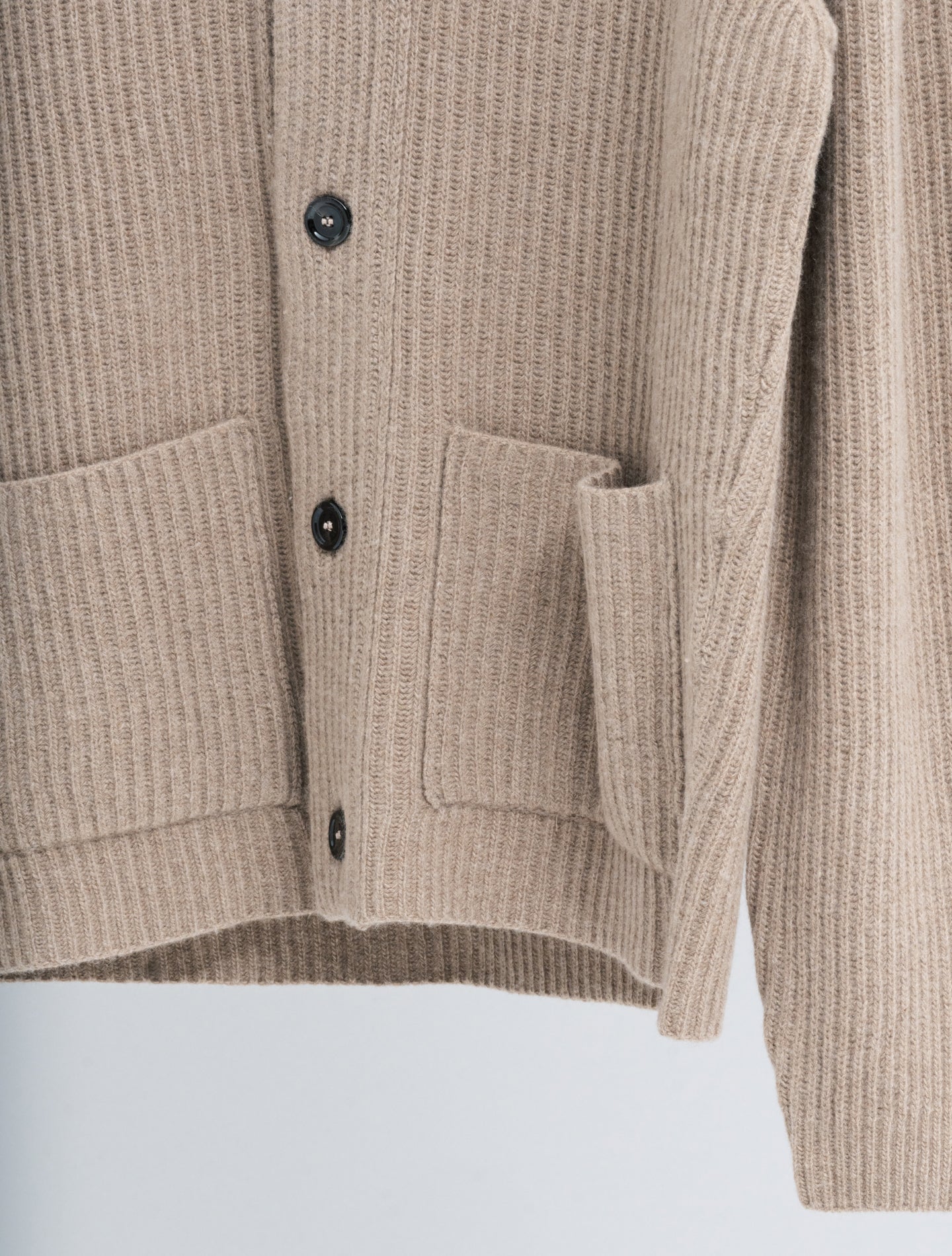 Wool Cashmere Shawl Collar Cardigan Light Brown Lardini Knitwear M