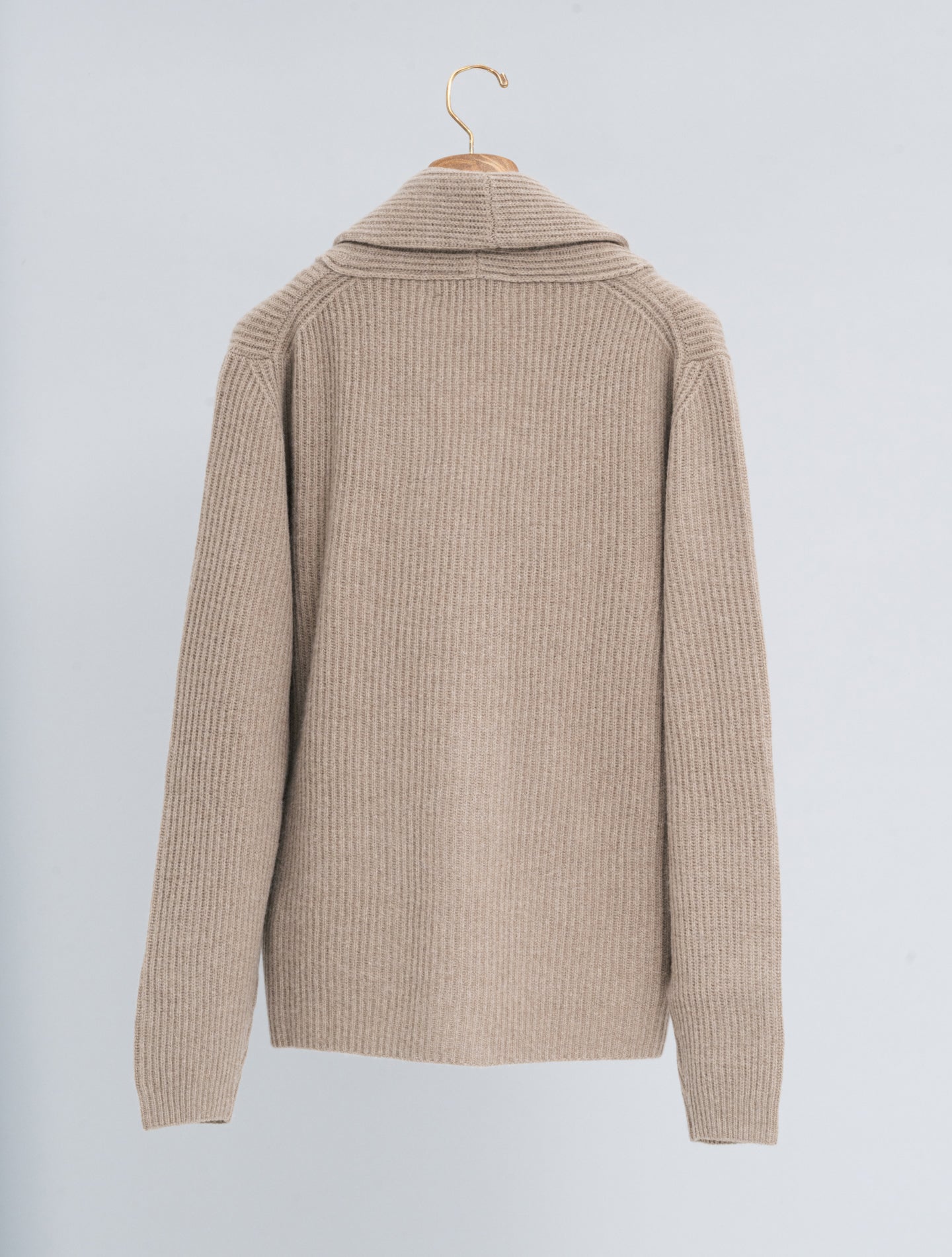 Wool Cashmere Shawl Collar Cardigan Light Brown Lardini Knitwear M