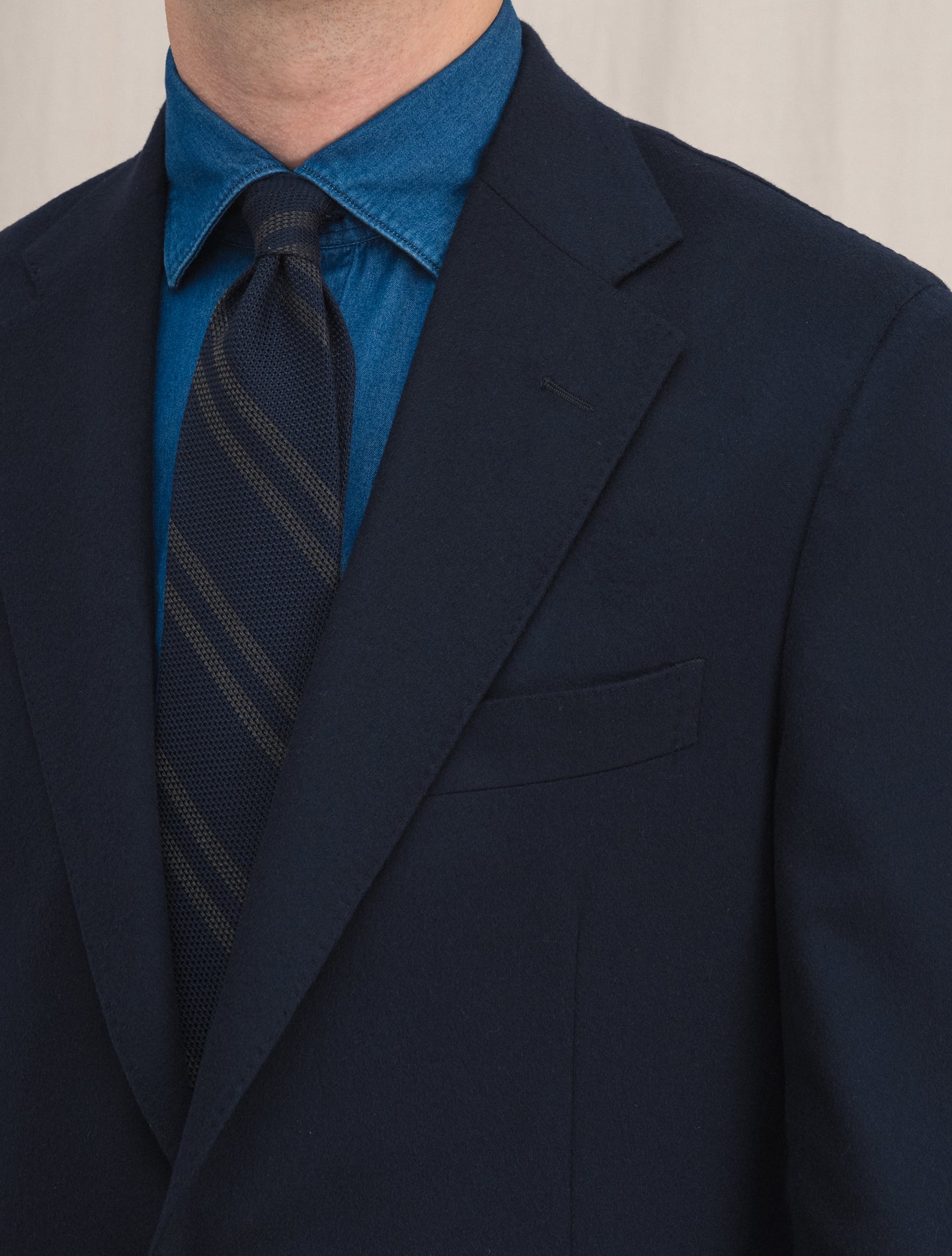 Wool Cashmere Single Breasted Jacket Navy | Gabucci