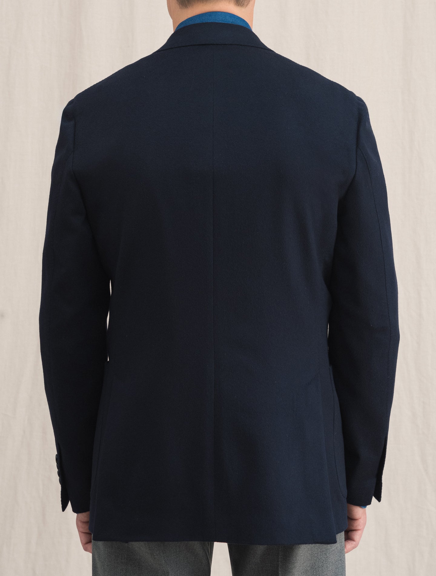 Wool Cashmere Single Breasted Jacket Navy | Gabucci