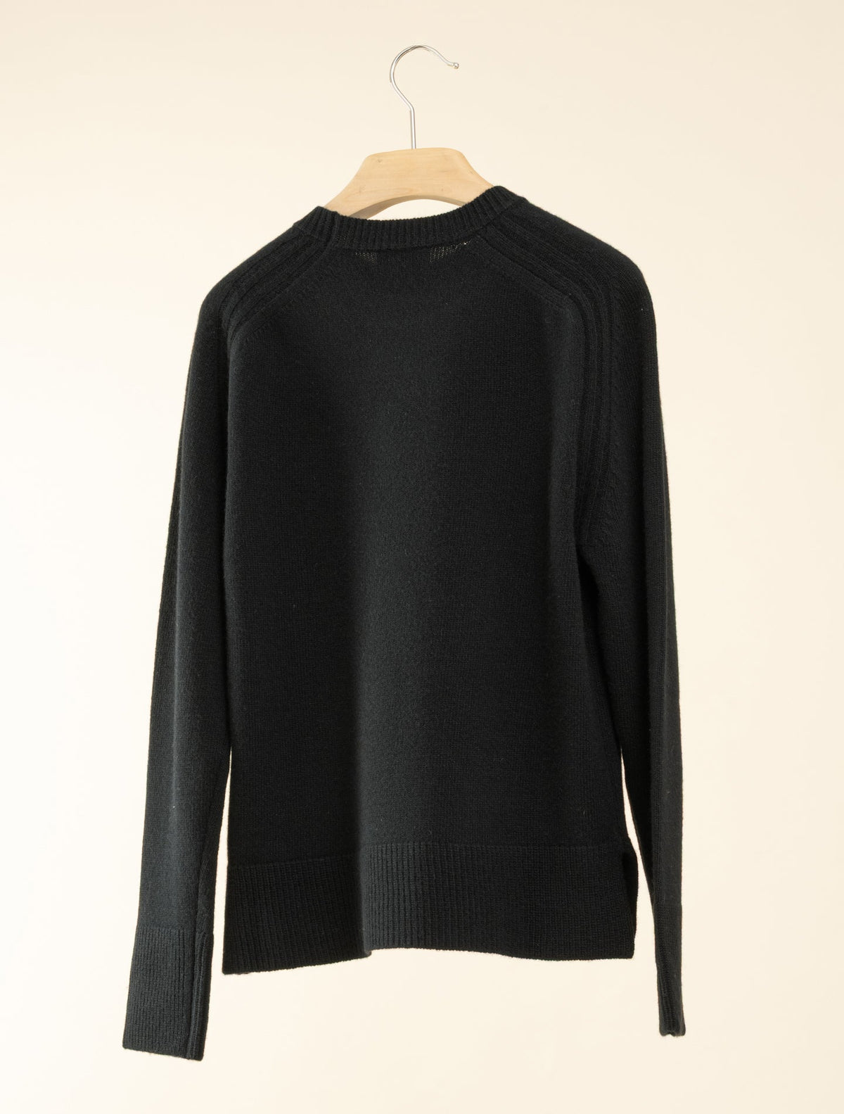 Wool Cashmere T-shoulder Crewneck Black Morgano Knitwear IT 40