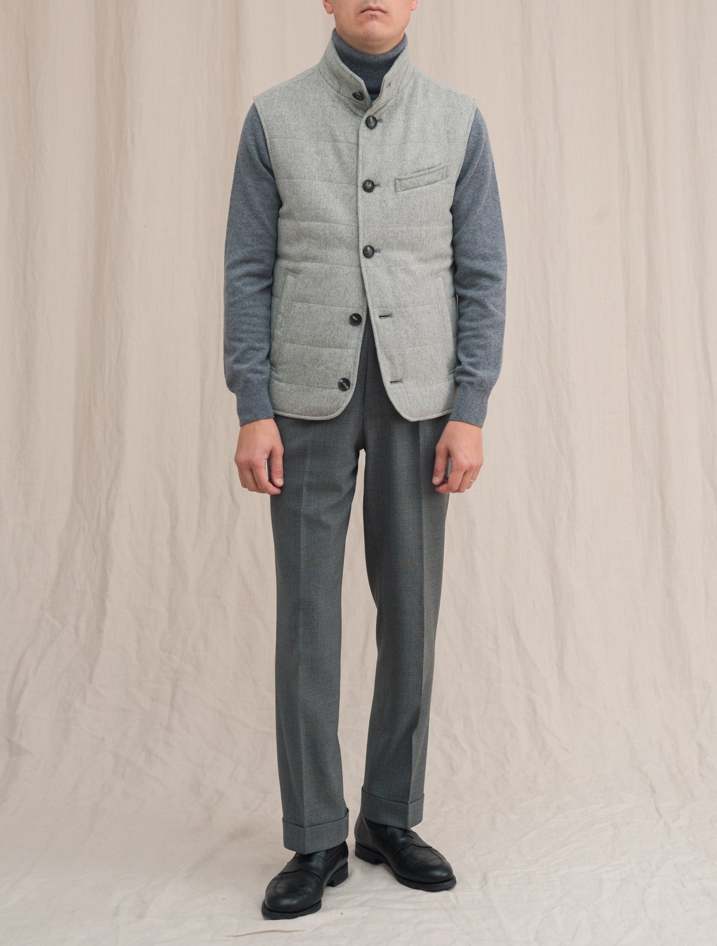 Wool Cashmere Vest Light Grey | Gabucci