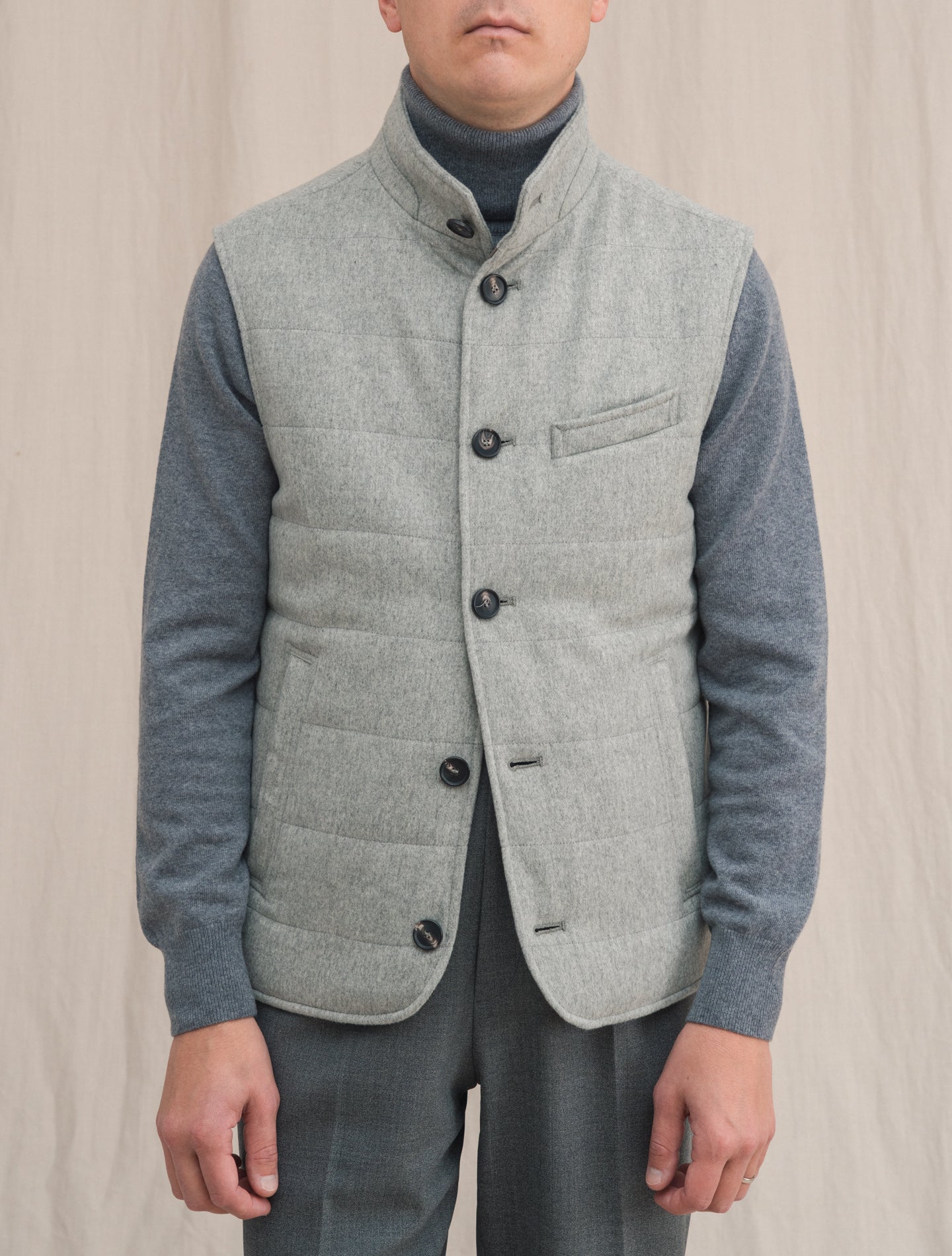 Wool Cashmere Vest Light Grey | Gabucci