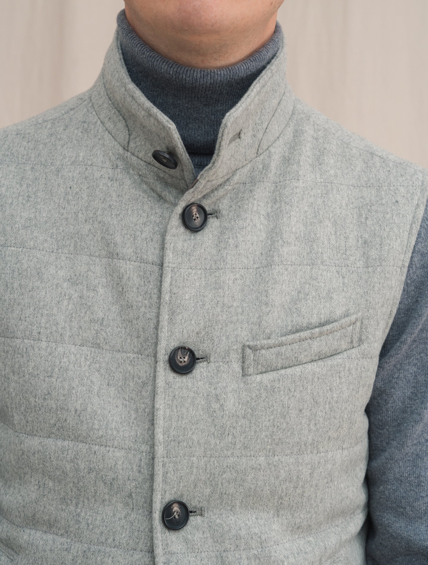 Wool Cashmere Vest Light Grey | Gabucci