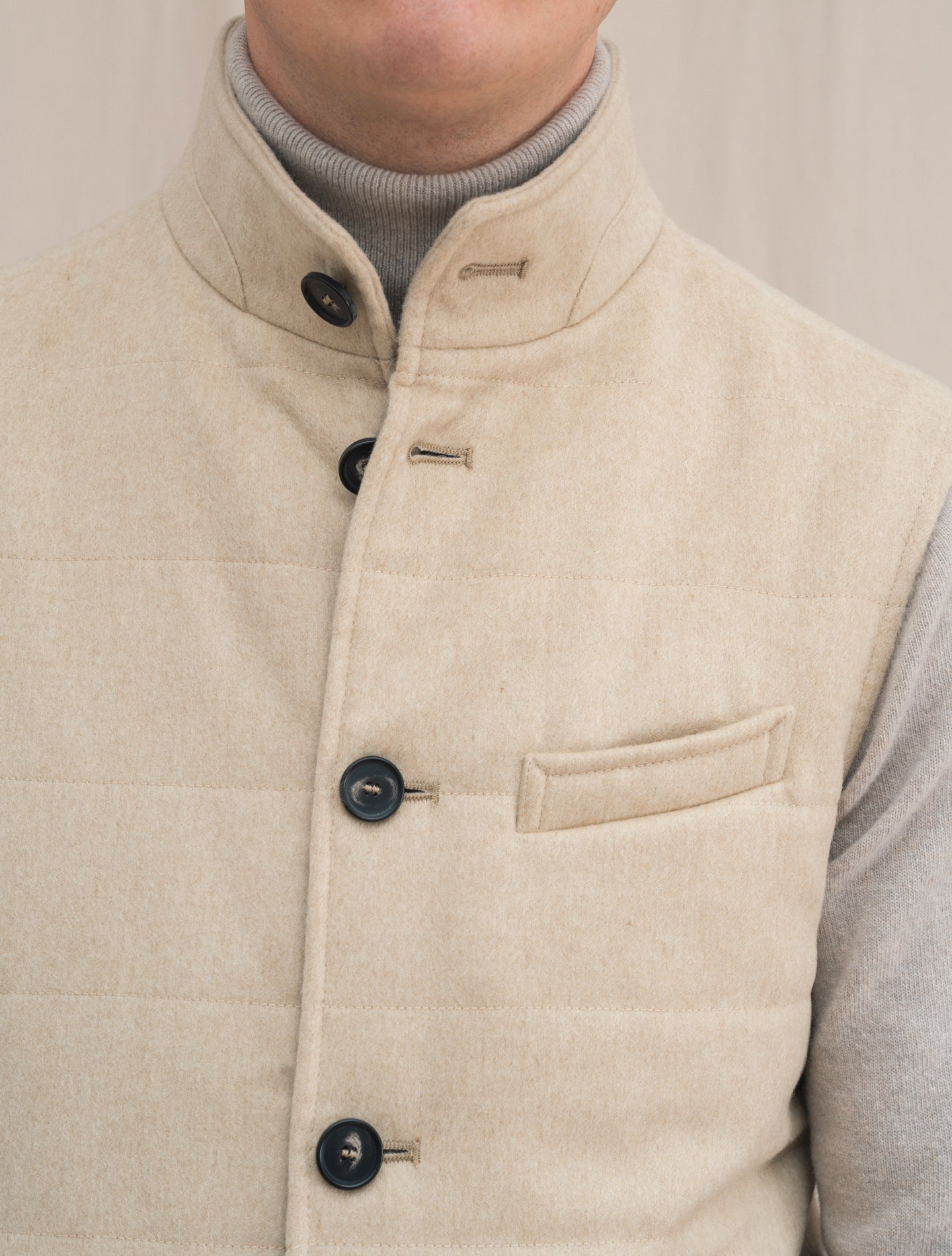 Wool Cashmere Vest Oatmeal | Gabucci