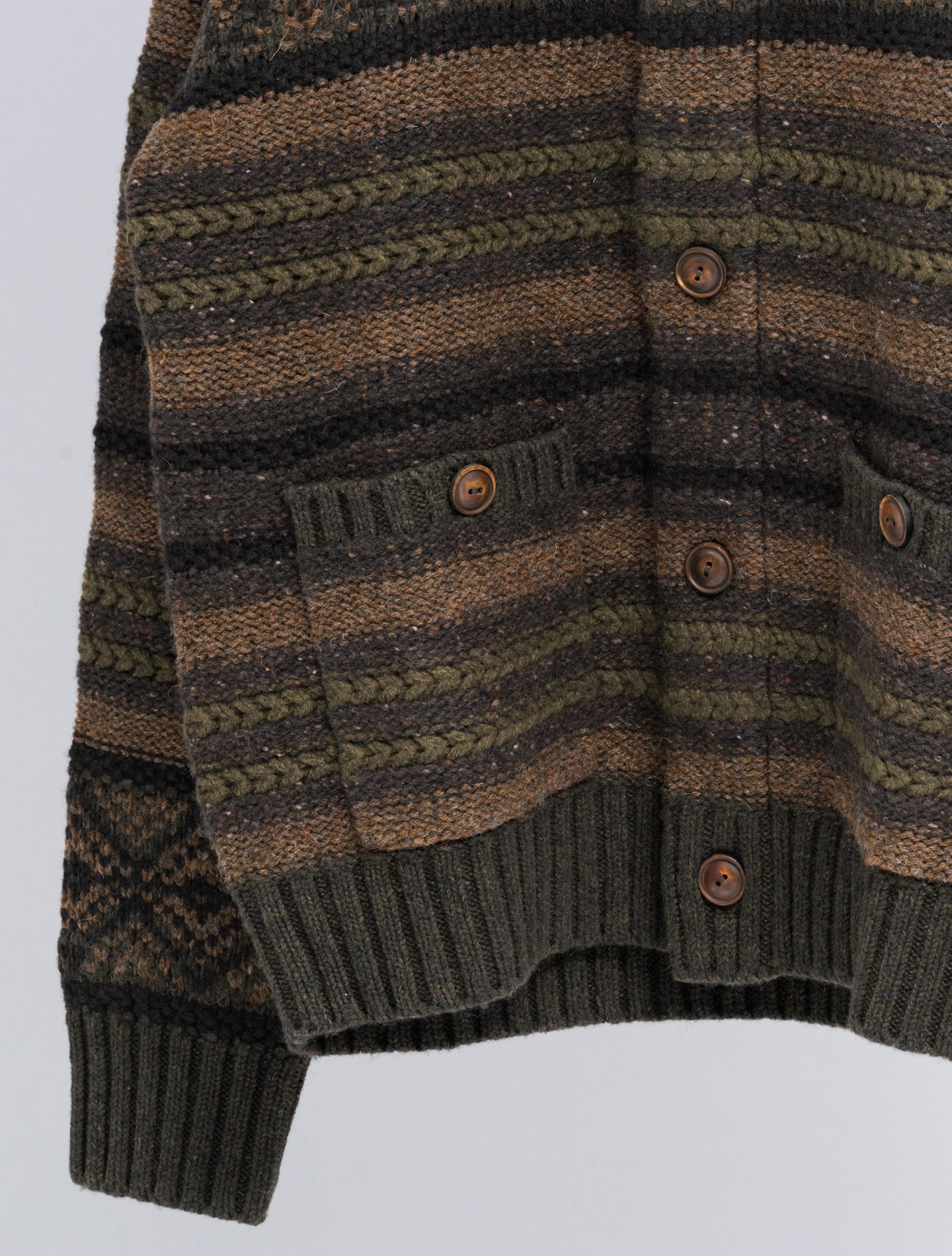 Wool - Cotton Shawl Collar Cardigan Brown Multi RRL Knitwear L