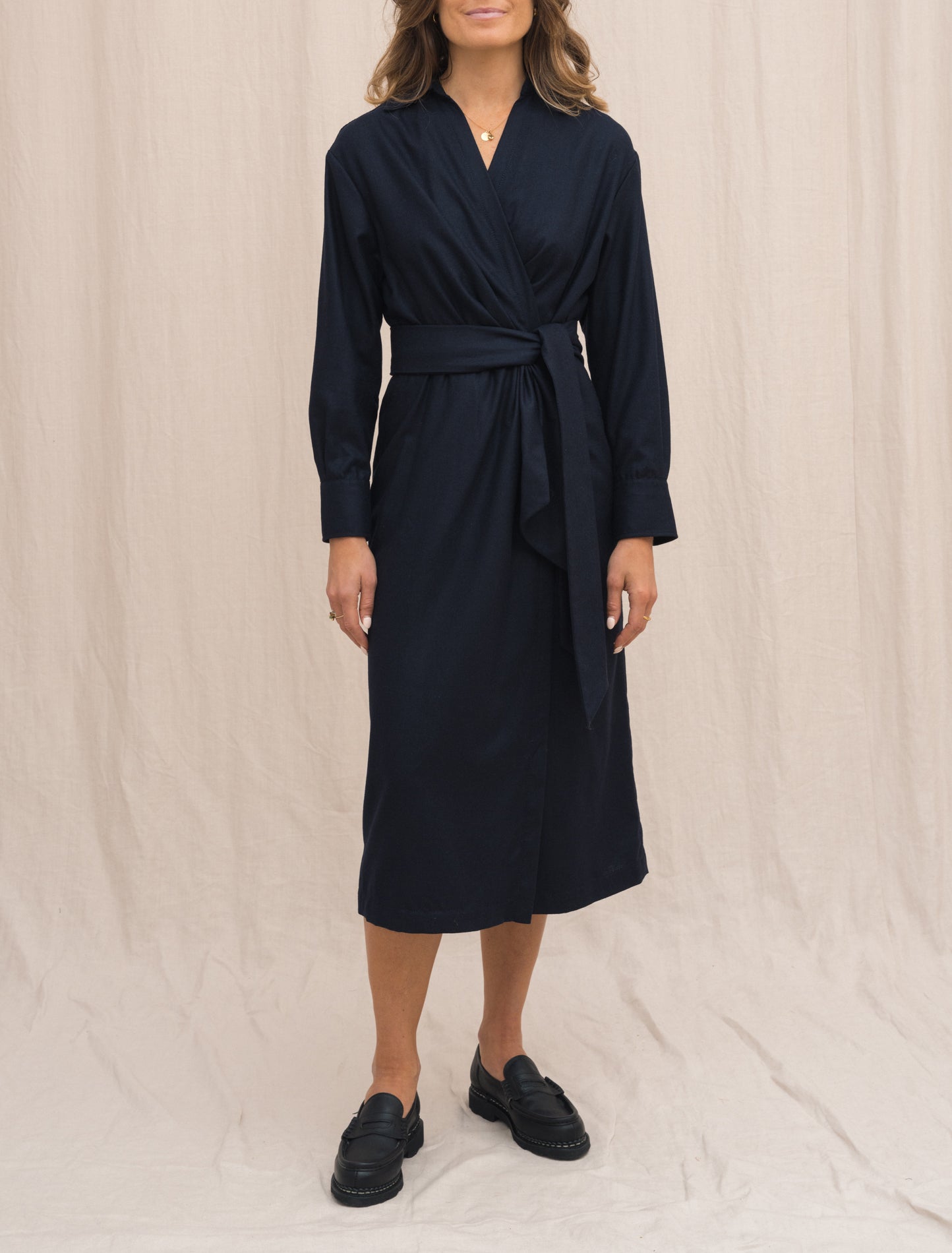 Wool Flannel Dress Navy Aspesi Dresses 38