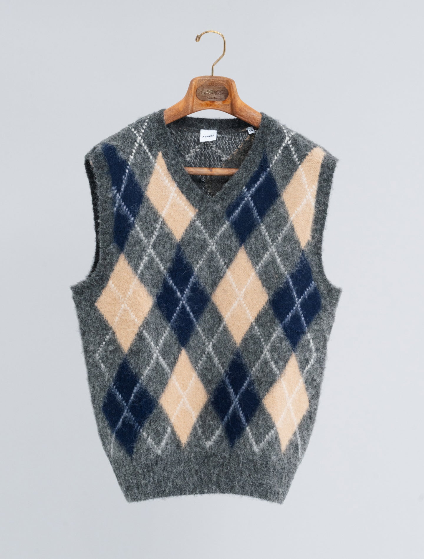 Wool Pattern Slipover Sweater Grey Aspesi Knitwear 48