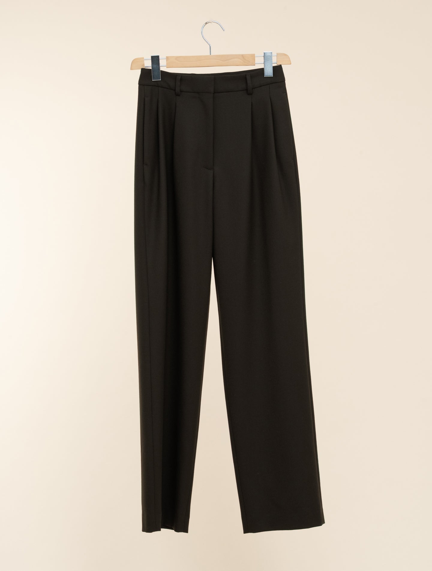 Wool Pleated Tailored Trousers Dark Brown Lardini Trousers IT 40