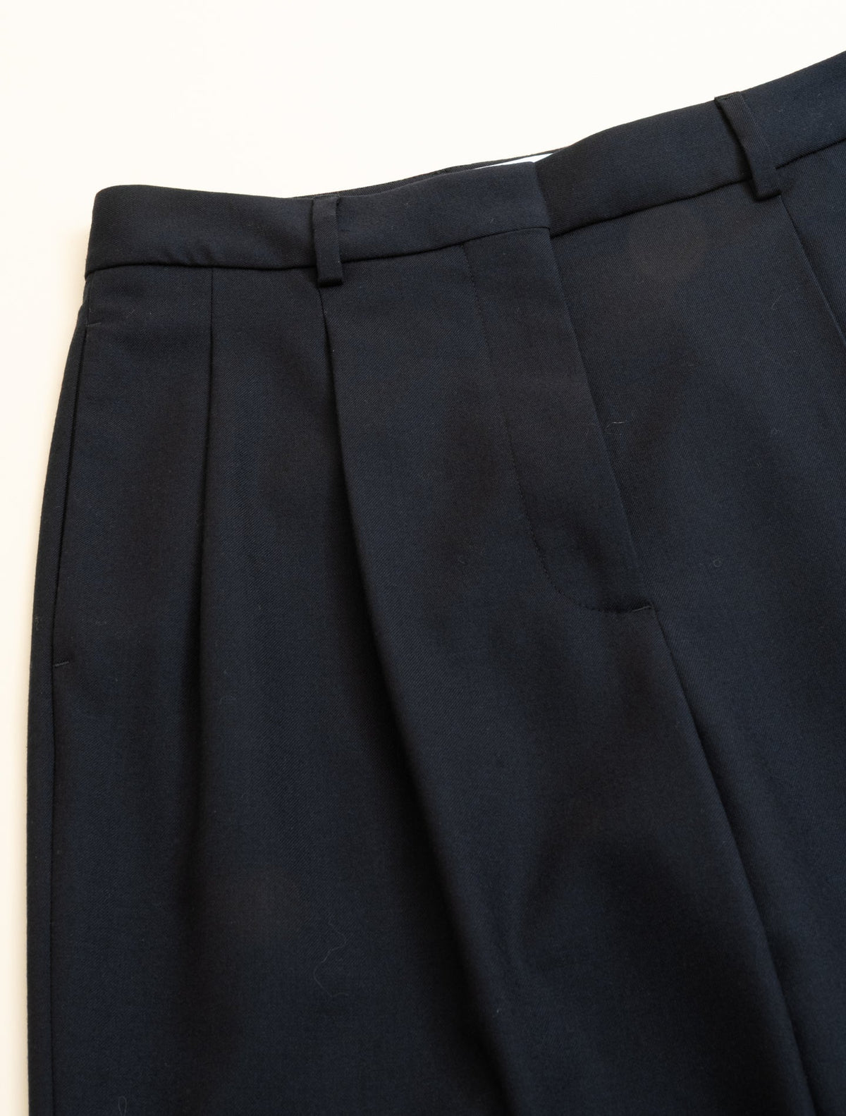 Wool Pleated Tailored Trousers Navy Lardini Trousers IT 38