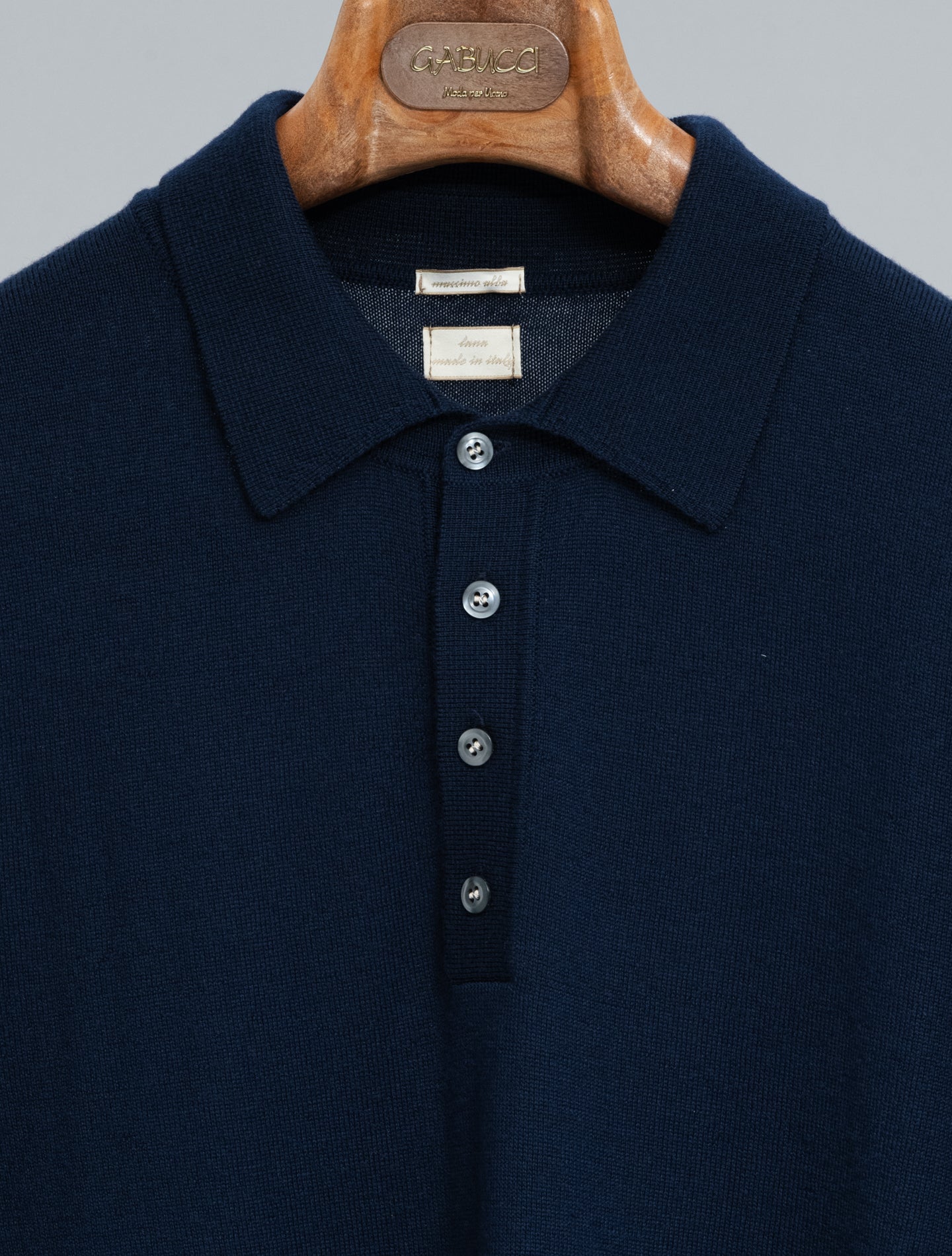 Wool Polo Shirt Long Sleeve Navy Massimo Alba Polo shirts S