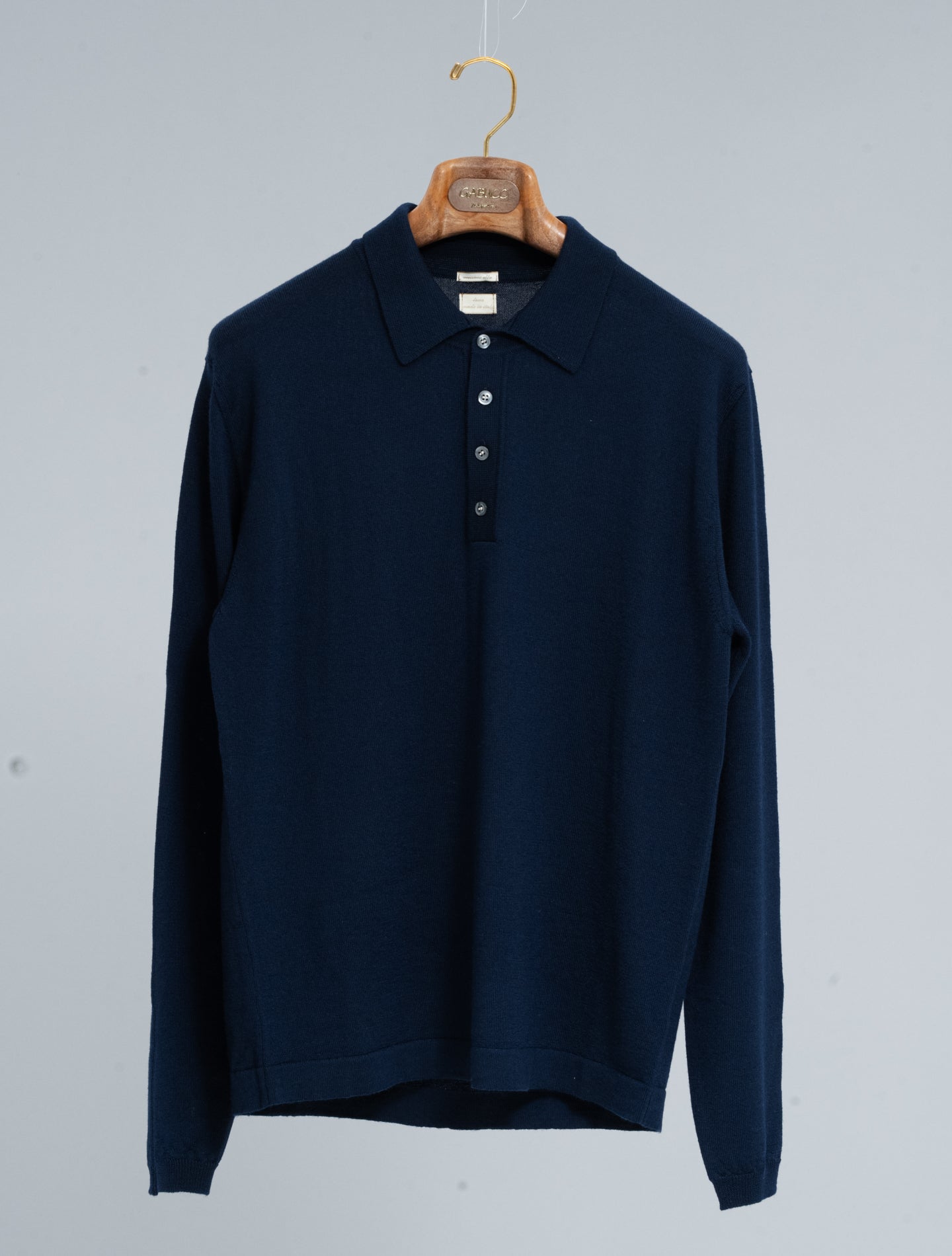 Wool Polo Shirt Long Sleeve Navy Massimo Alba Polo shirts S