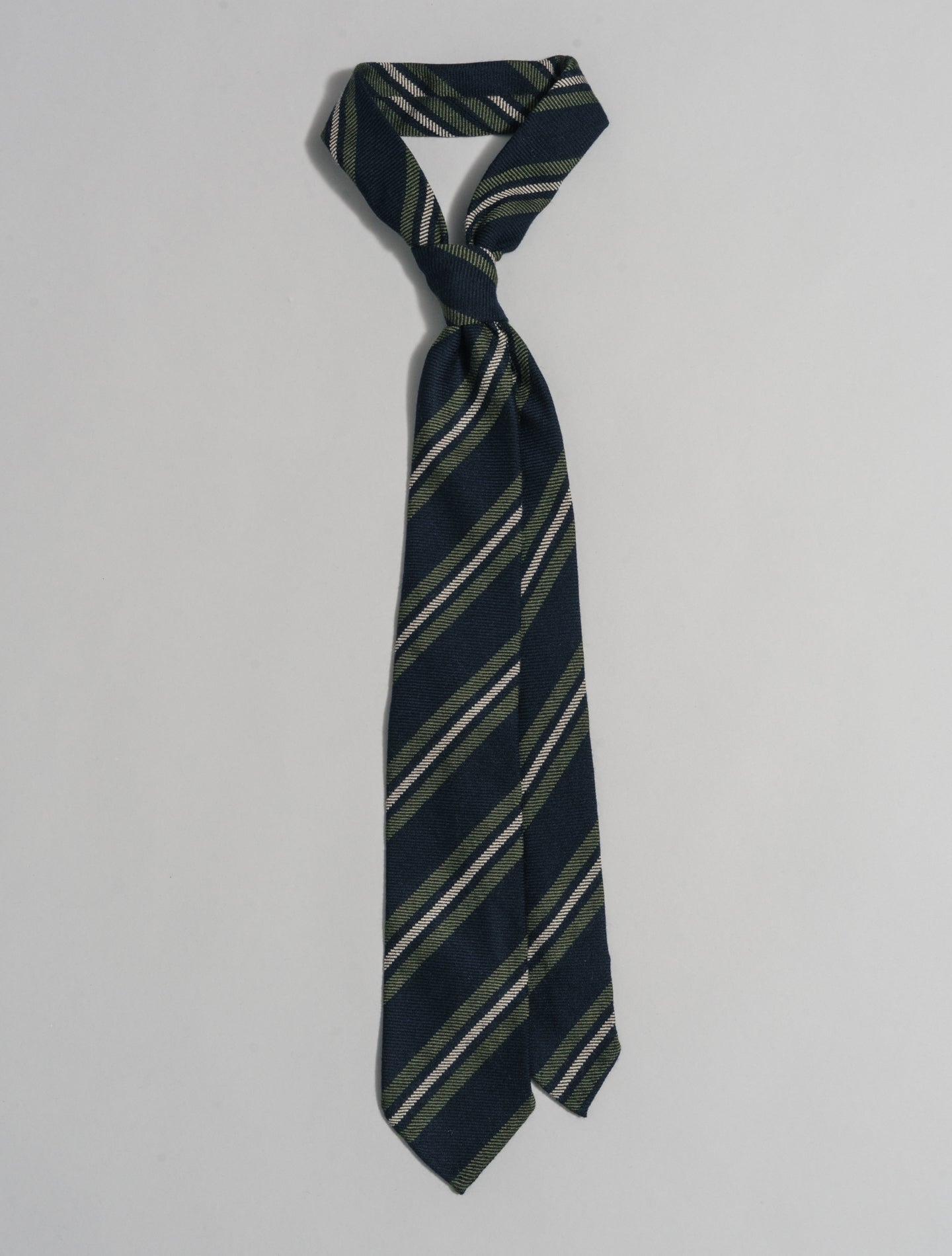 Wool Regimental Tie Green Finamore Ties One Size
