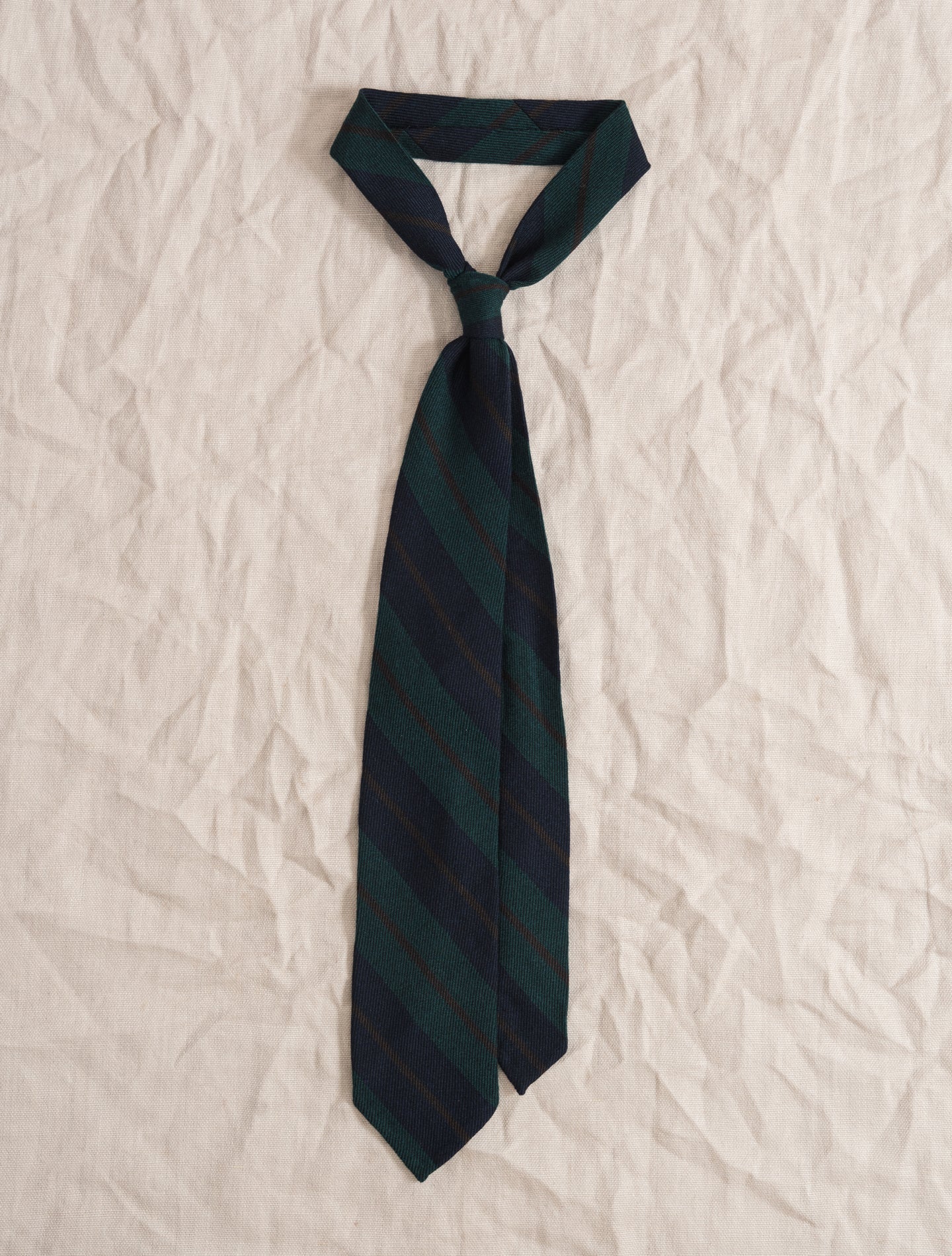 Wool Regimental Tie Green Finamore Ties One Size