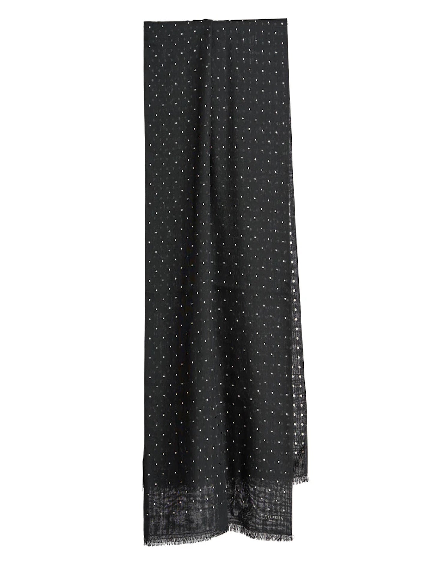 Wool Silk Pin Dot Pattern Scarf Black Marinella Scarves 47x180