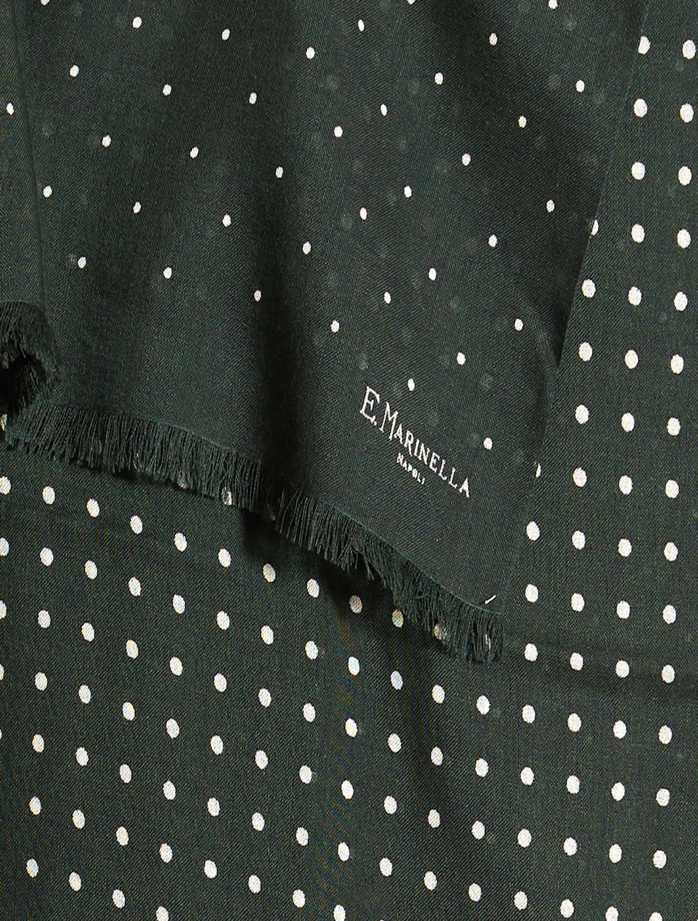 Wool Silk Pin Dot Pattern Scarf Dark Green Marinella Scarves 47x180