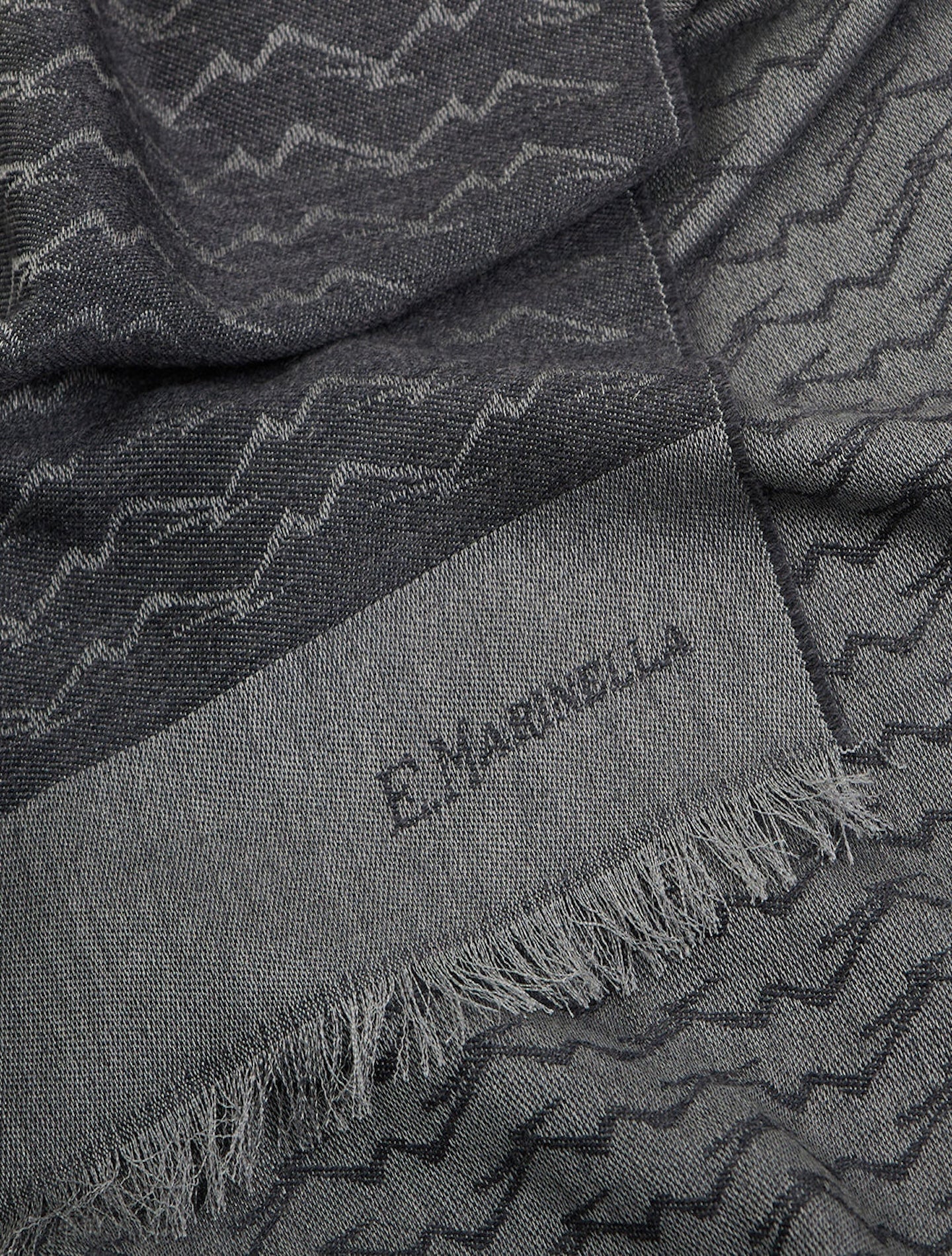 Wool Silk Vesuvius Pattern Scarf Grey Marinella Scarves 60x180