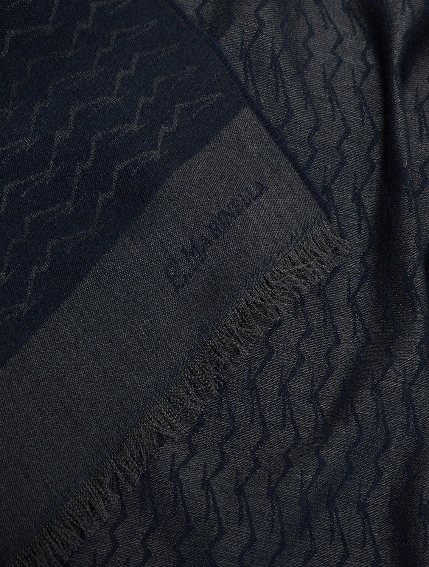 Wool Silk Vesuvius Pattern Scarf Navy Marinella Scarves 60x180