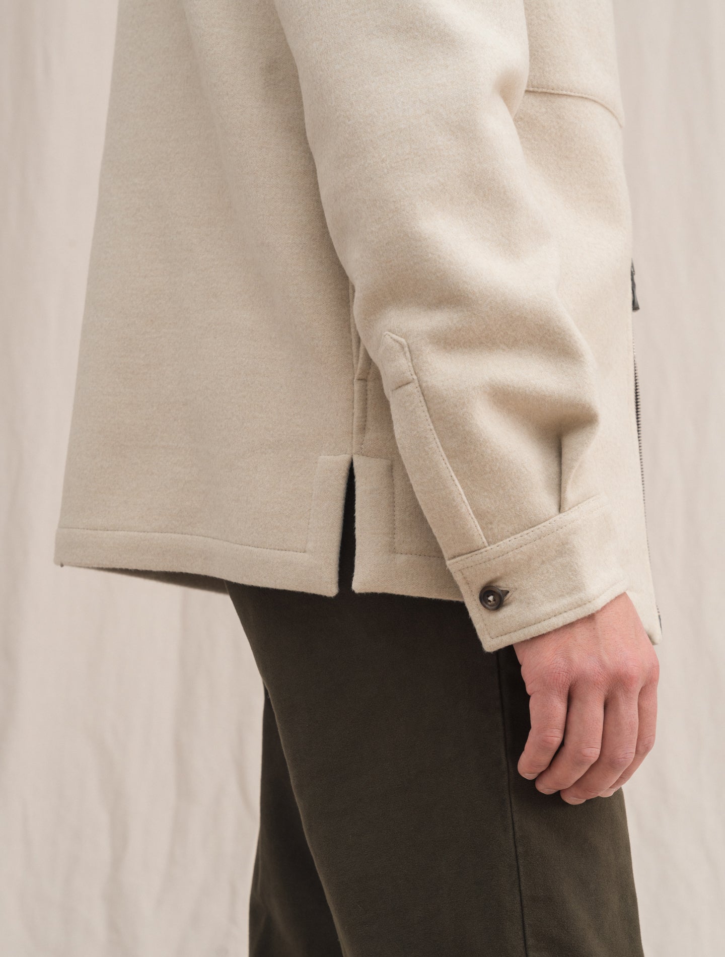 Wool Zip Jacket Light Sand | Gabucci