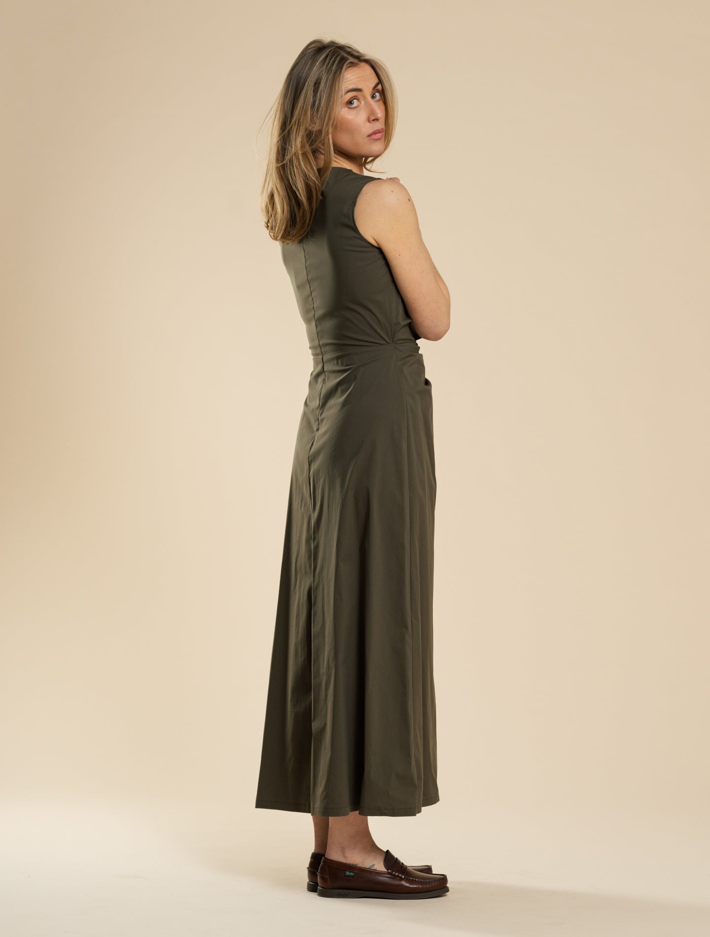 Wrap Stretch Cotton Poplin Dress Military Aspesi Dresses IT 38