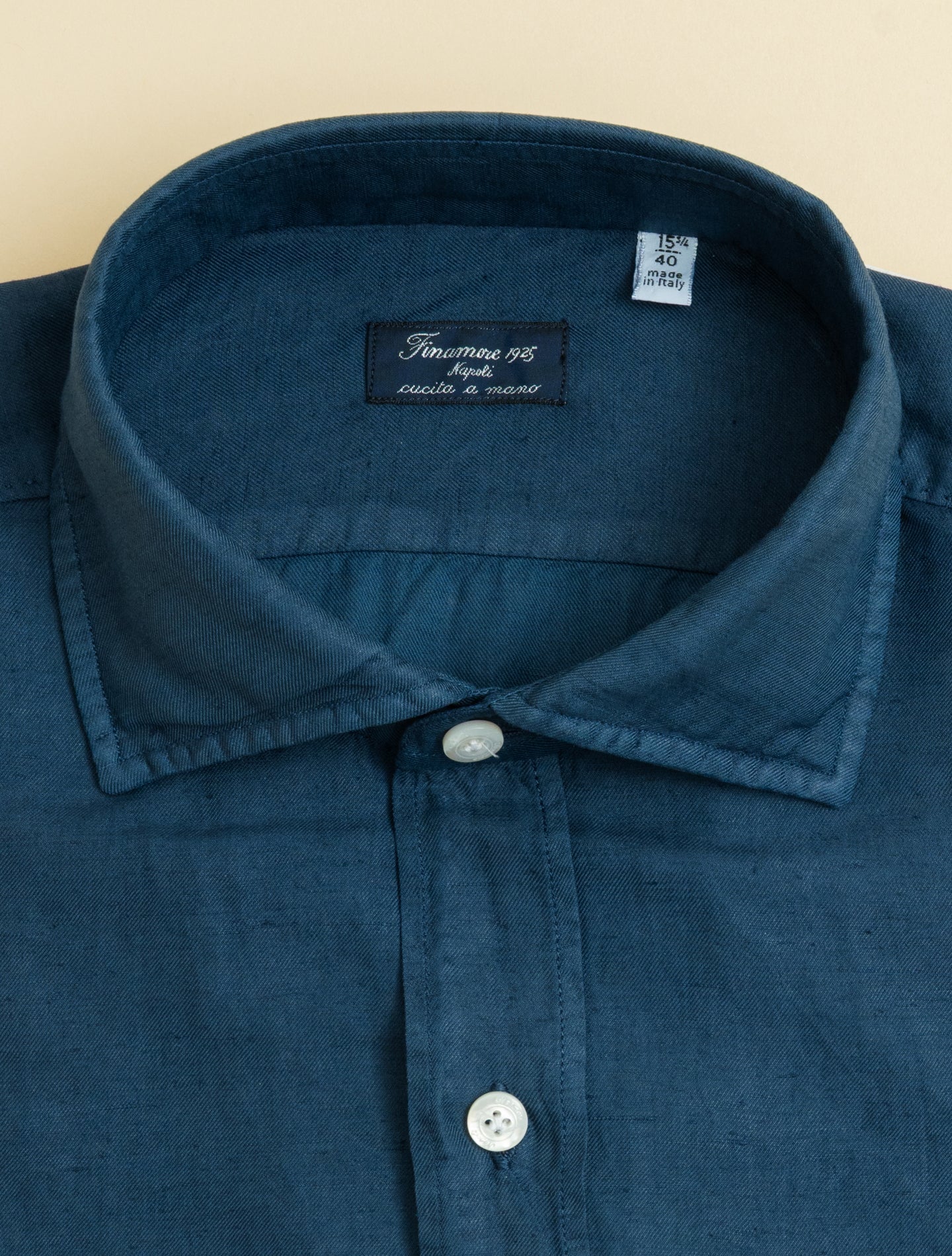 Zante Carlo Riva Garment Dyed Linen Cotton Shirt Navy Finamore Shirts 39