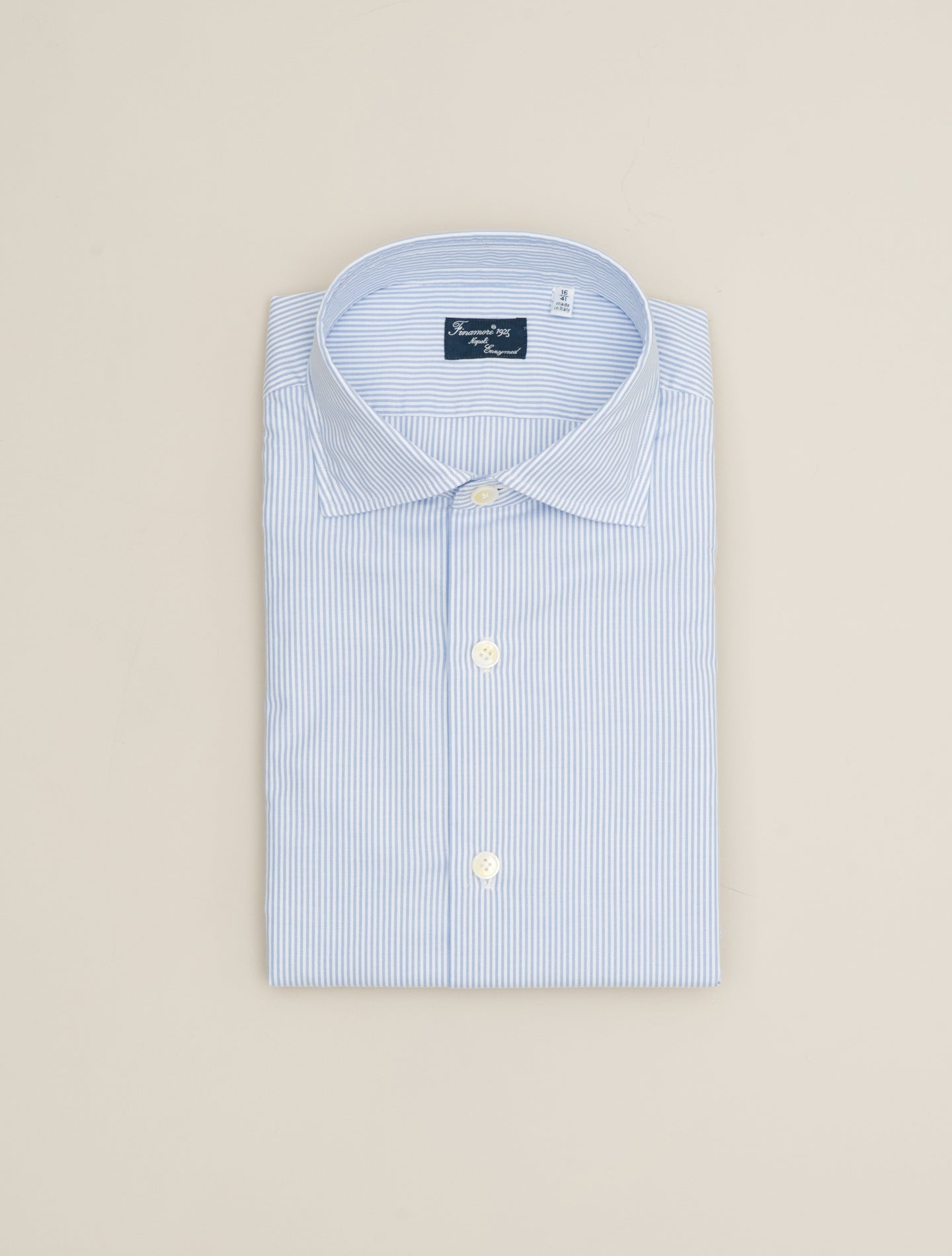 Zante Enzyme Cotton Striped Shirt Light Blue Finamore Shirts 39