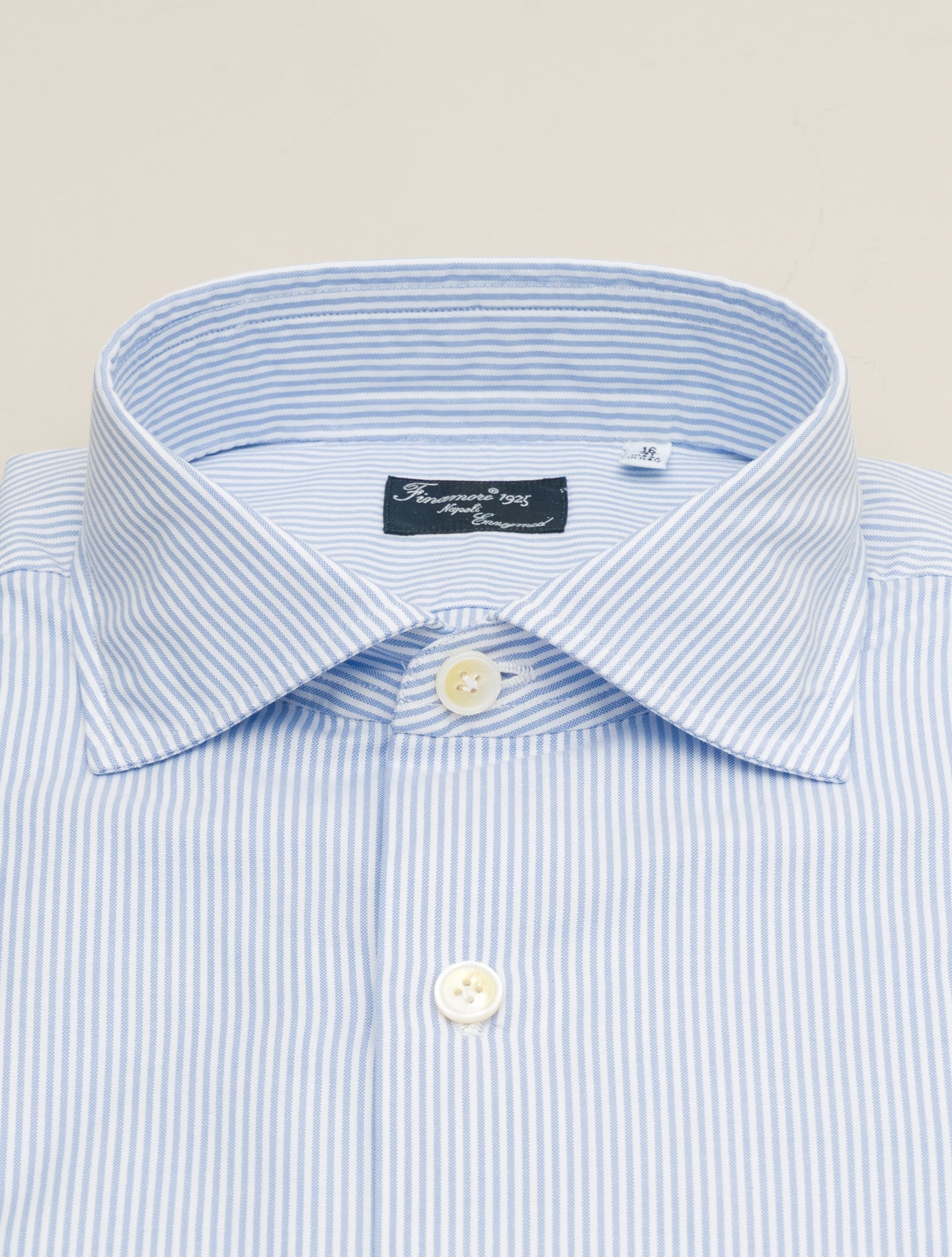 Zante Enzyme Cotton Striped Shirt Light Blue Finamore Shirts 39