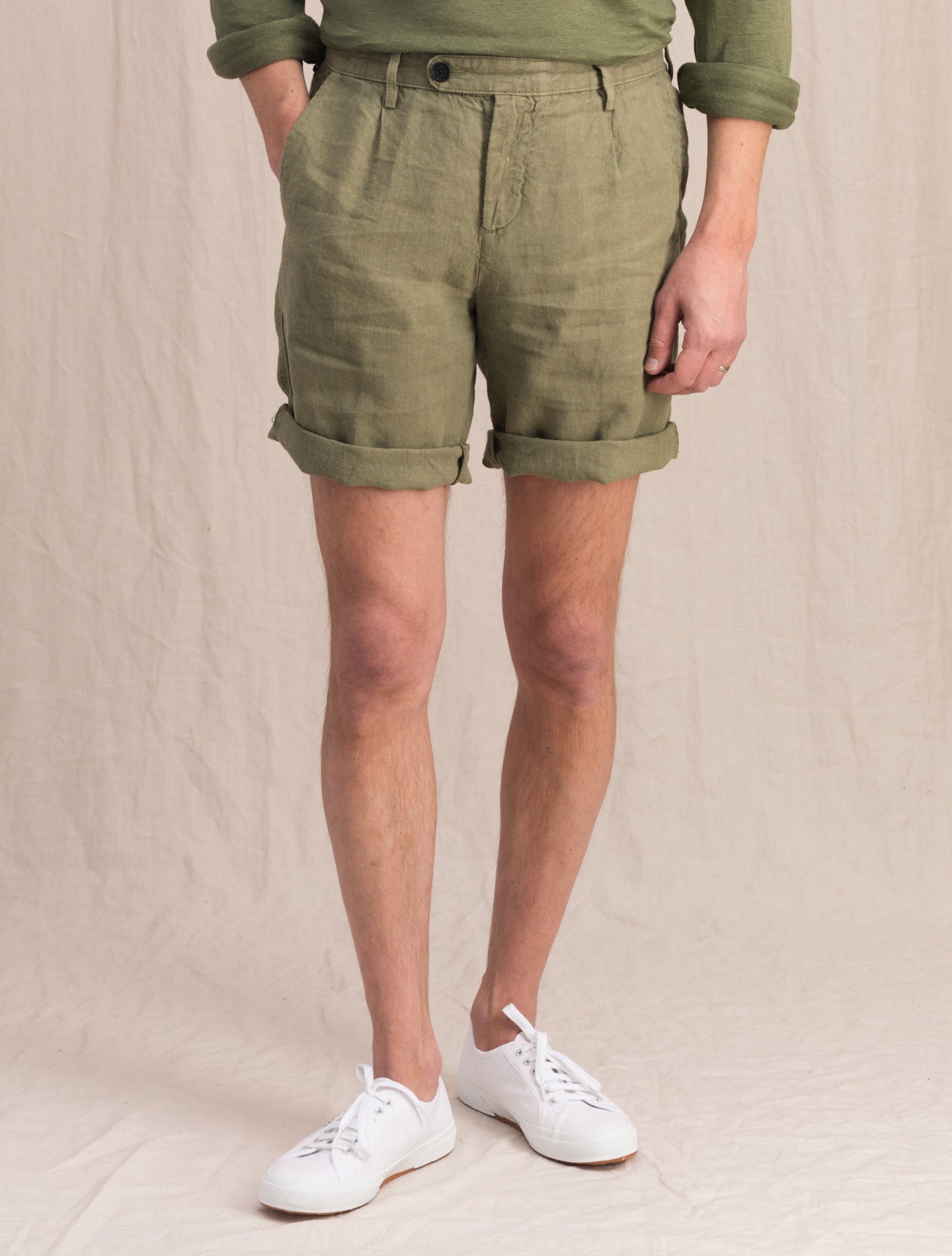 Alaccia Linen Shorts Green Massimo Alba Shorts 46