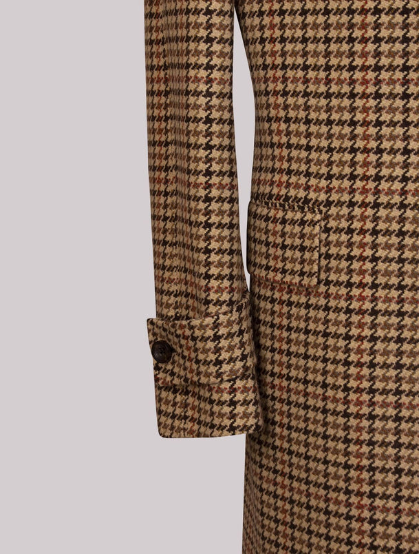 Houndstooth Single Breasted Coat Beige – Gabucci