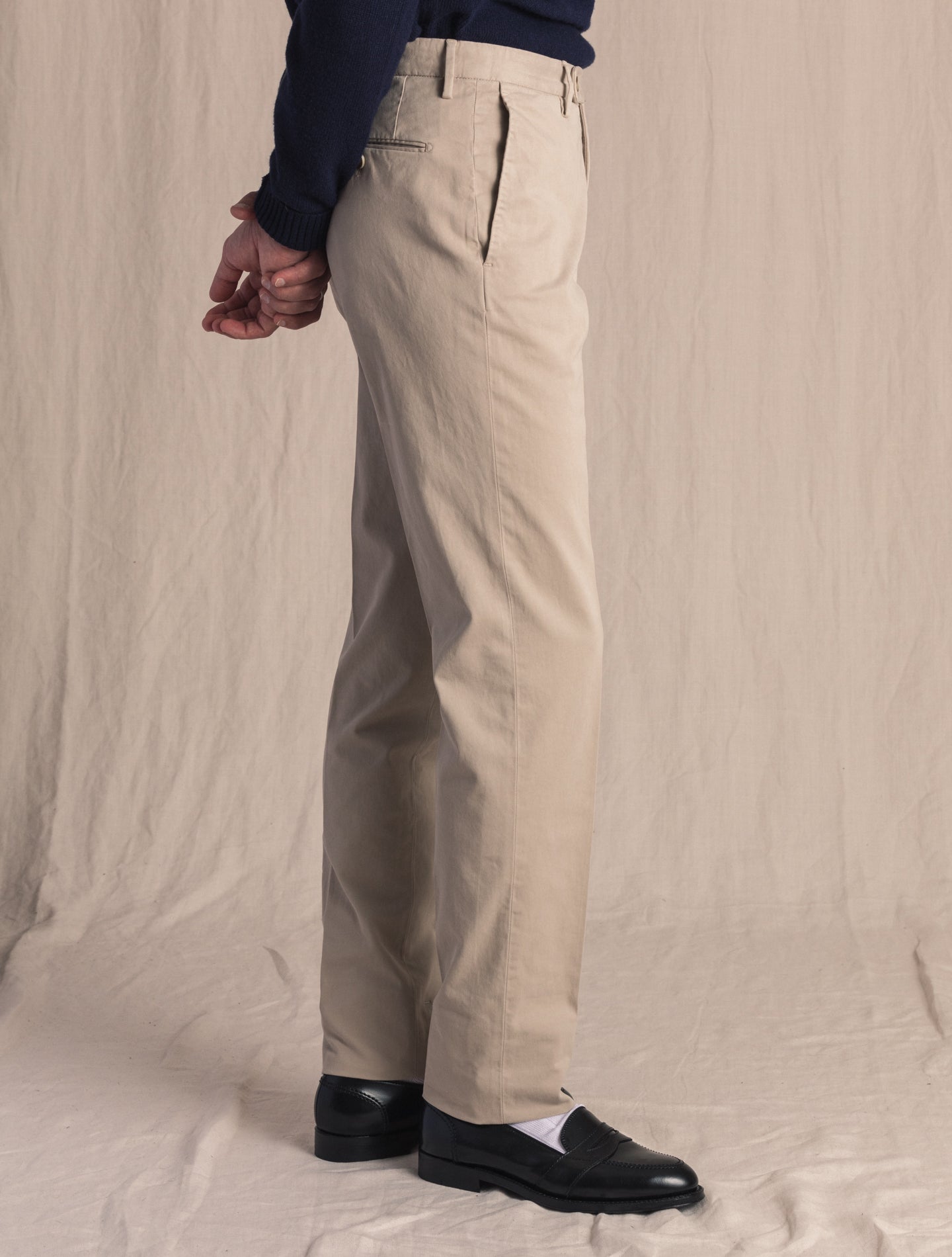 Beige Regular fit Royal Batavia Cotton Trousers | Gabucci