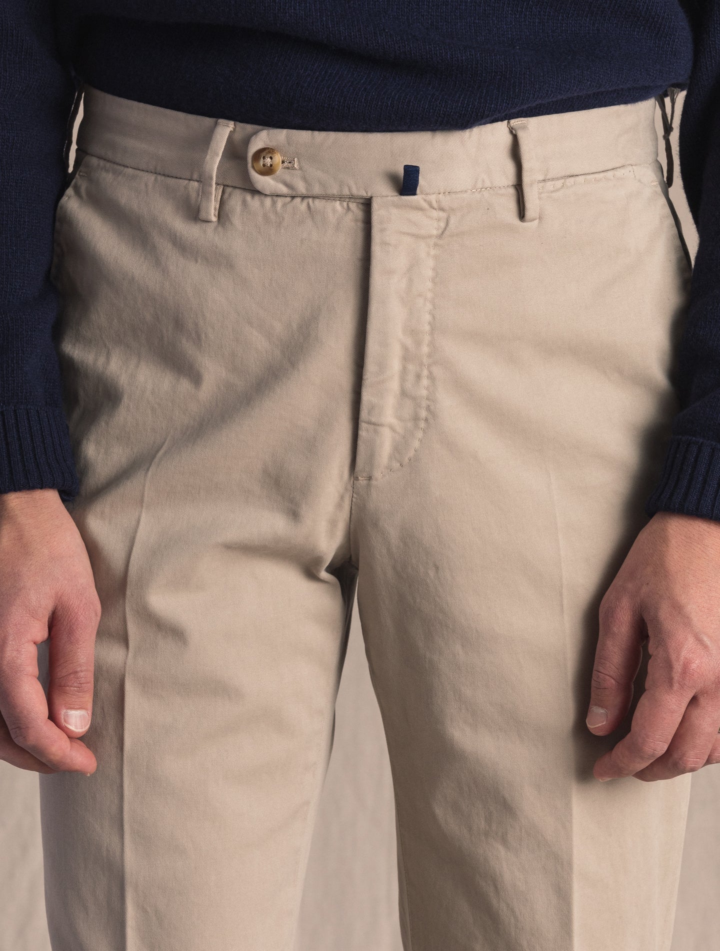 Beige Regular fit Royal Batavia Cotton Trousers | Gabucci