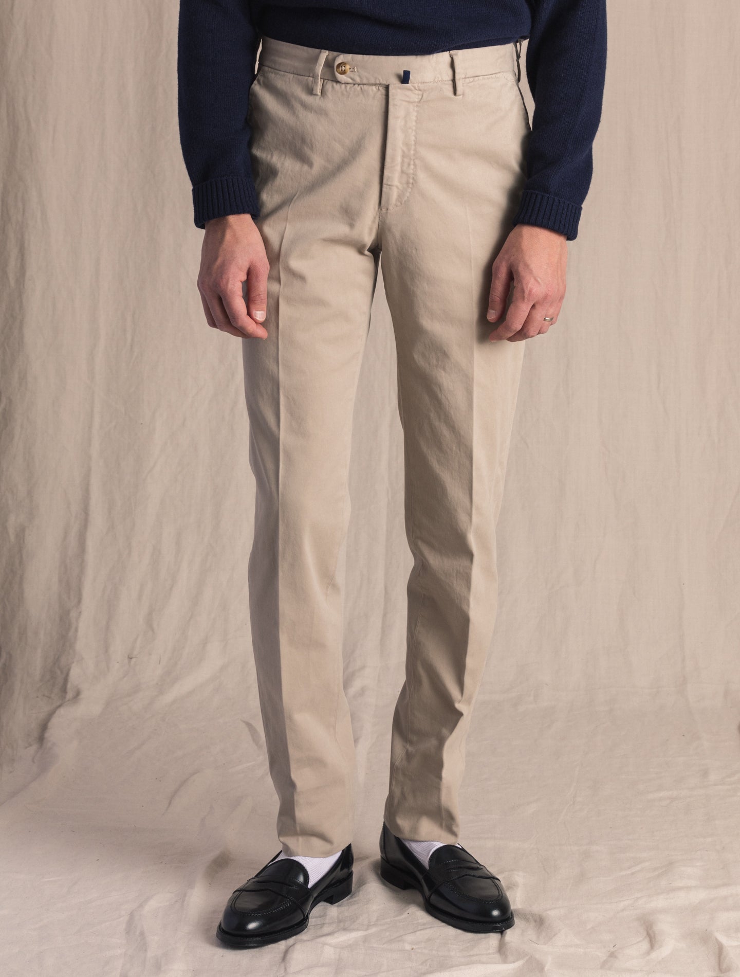 Beige Regular fit Royal Batavia Cotton Trousers | Gabucci